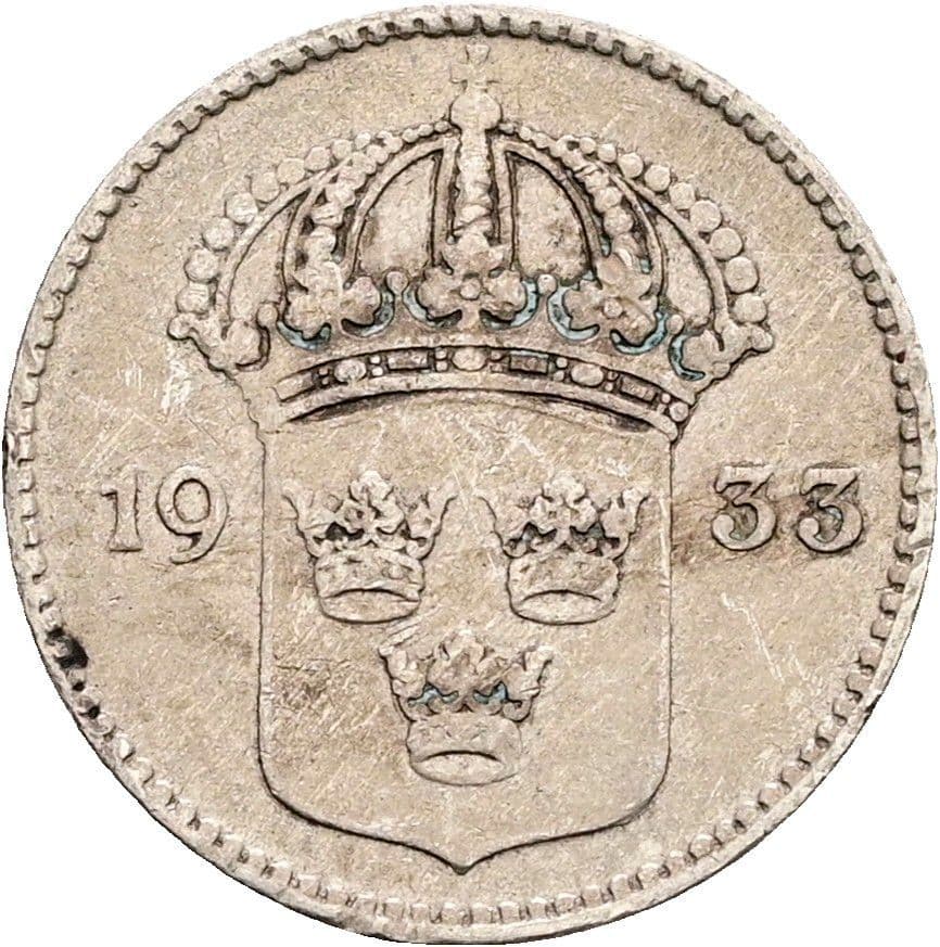 10 Öre Gustaf V. 1907-1950 1933 – Rückseite