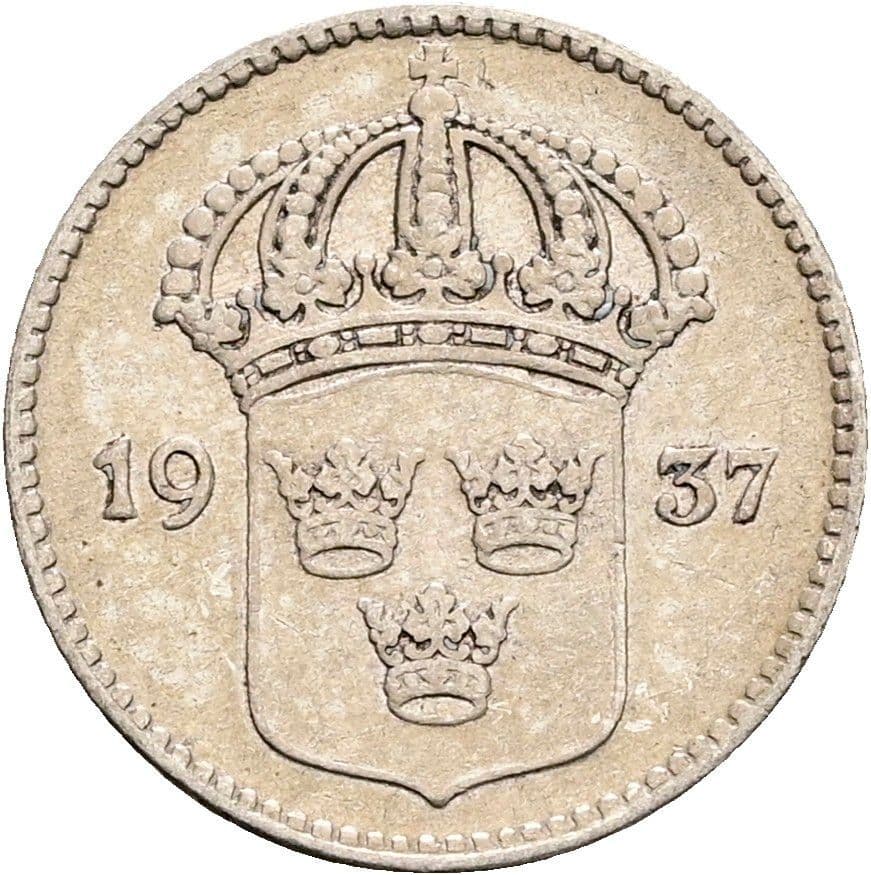 10 Öre Gustaf V. 1907-1950 1937 – Rückseite