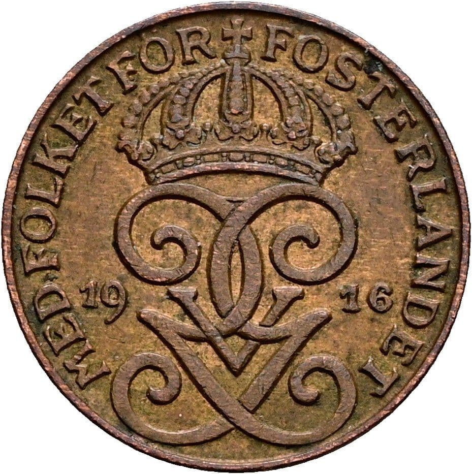 1 Öre Gustaf V. 1907-1950 1916 – Rückseite