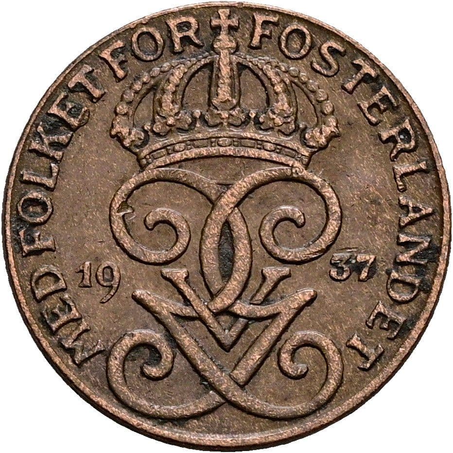 1 Öre Gustaf V. 1907-1950 1937 – Rückseite
