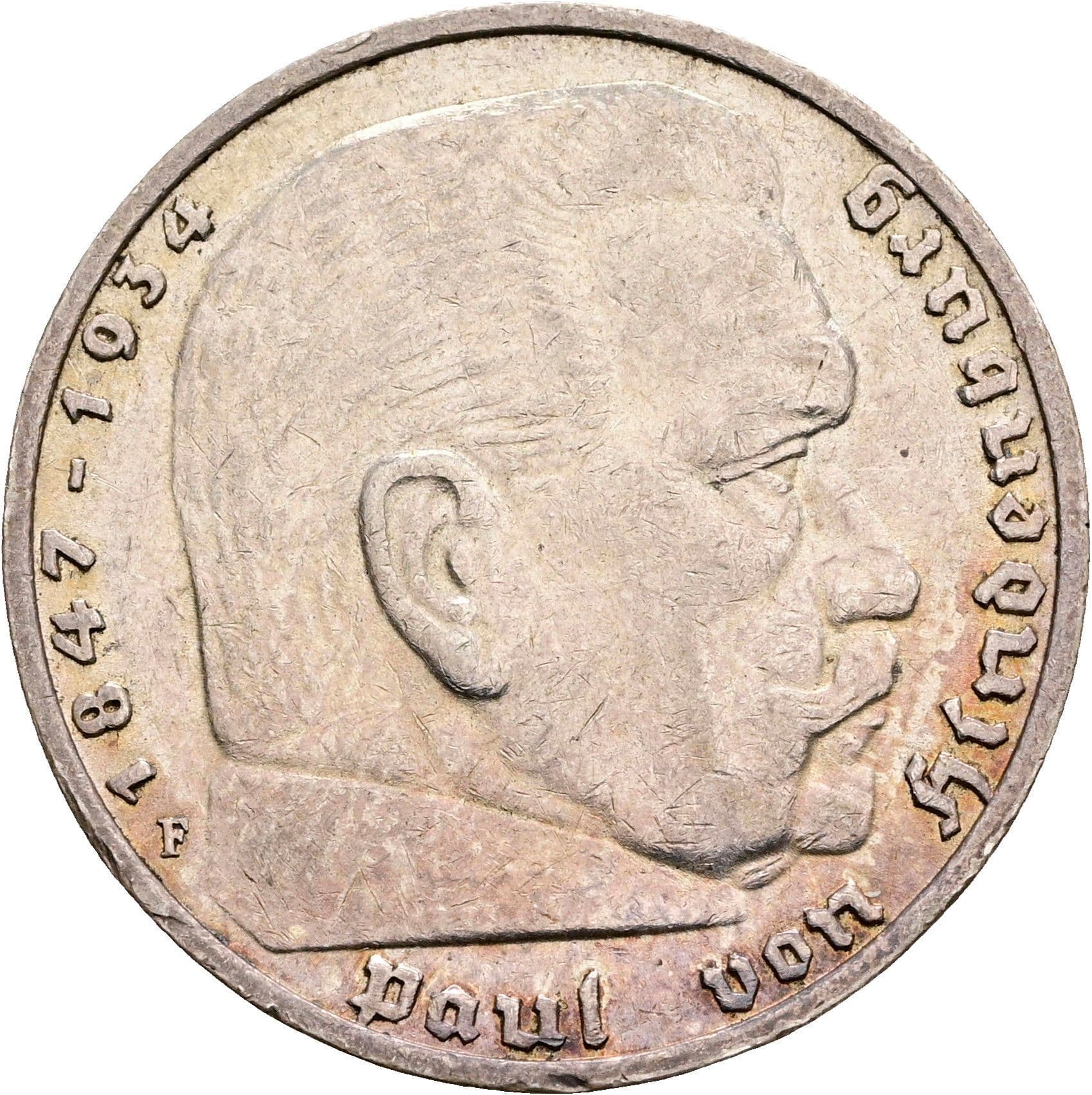 5 Reichsmark Stuttgart 1936 F – Vorderseite