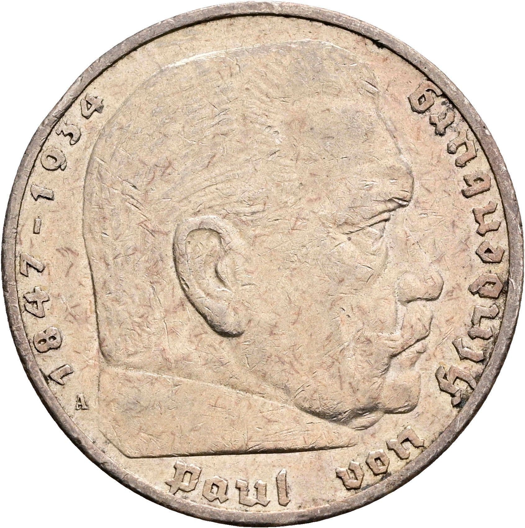 5 Reichsmark Berlin 1936 A – Vorderseite