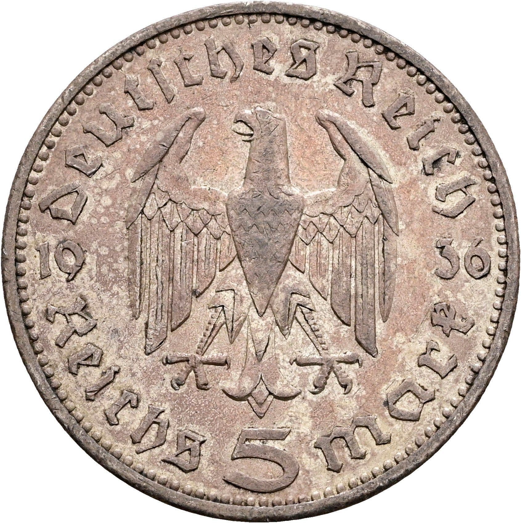5 Reichsmark Berlin 1936 A – Rückseite