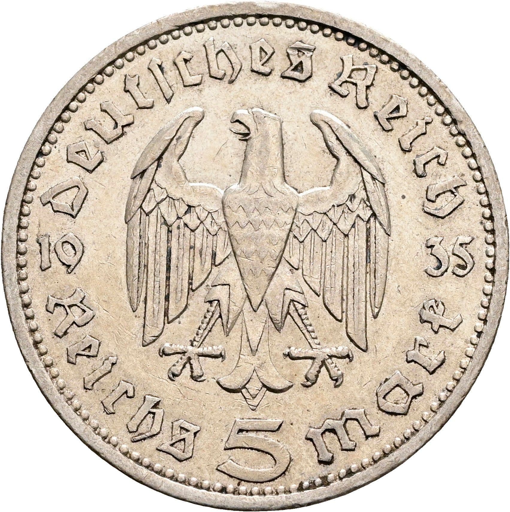 5 Reichsmark Berlin 1935 A – Rückseite