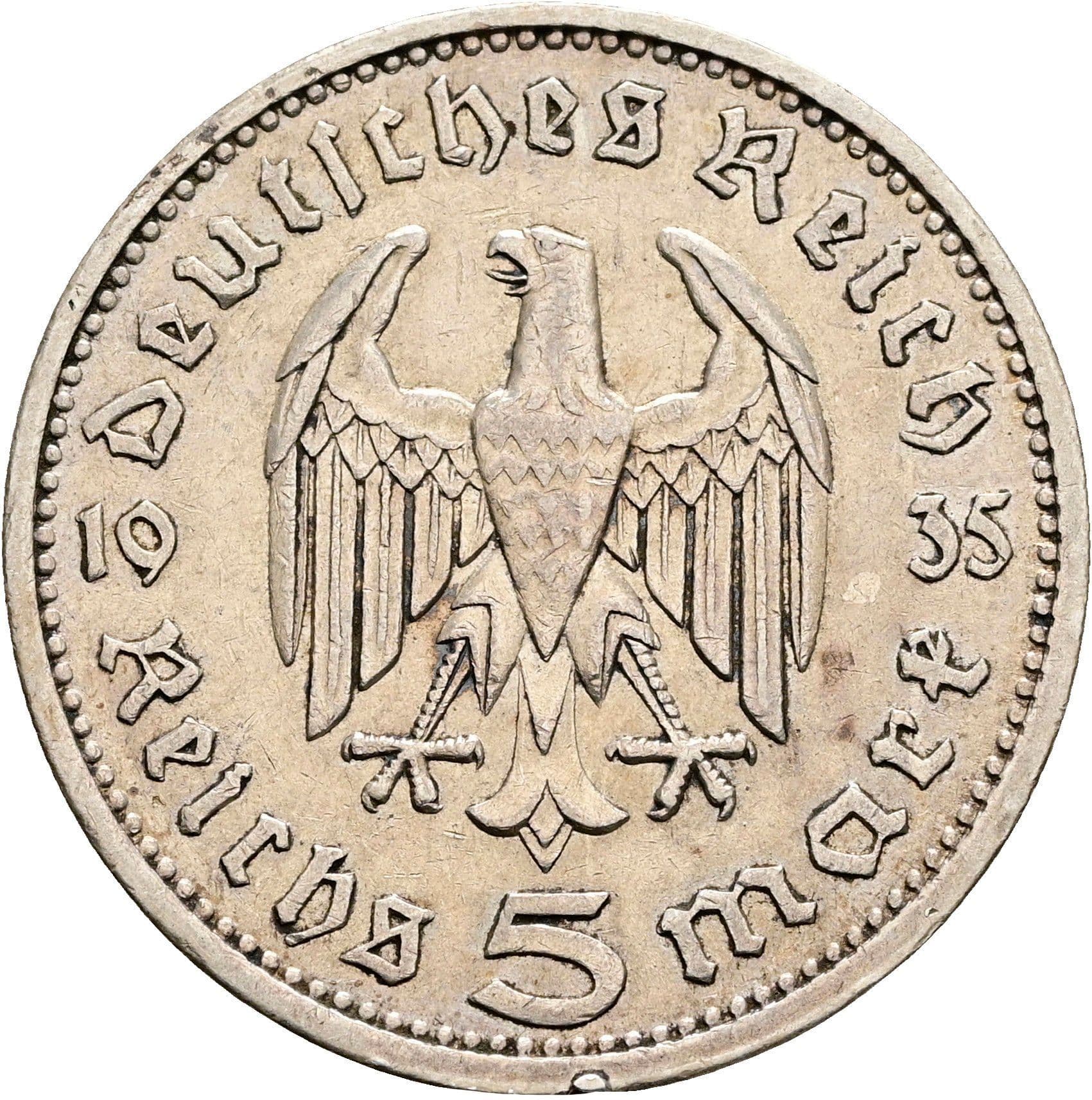 5 Reichsmark Berlin 1935 A – Rückseite