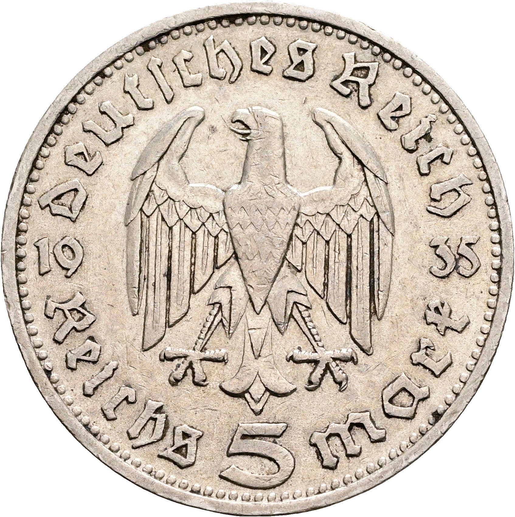 5 Reichsmark München 1935 D – Rückseite