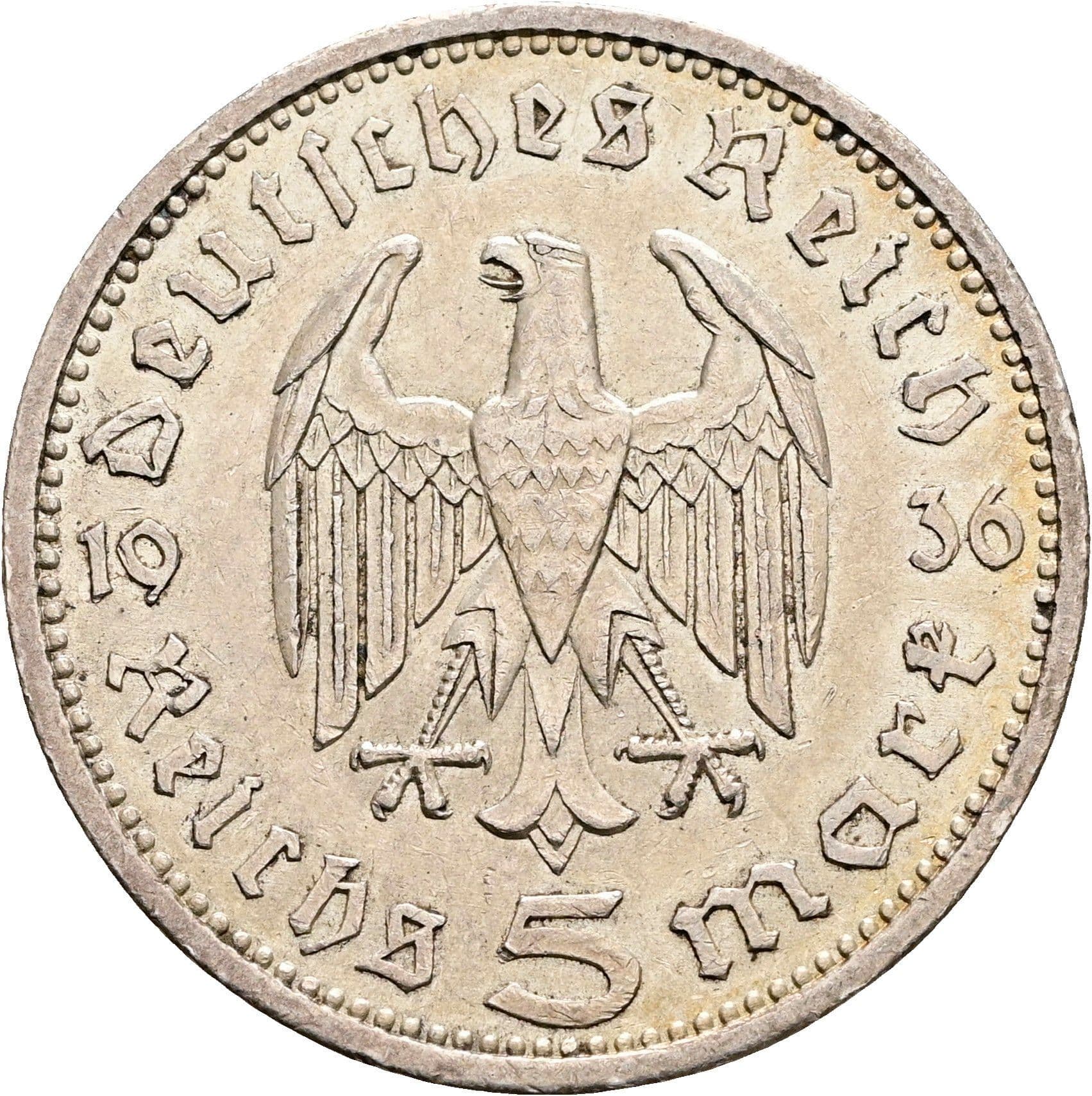 5 Reichsmark Berlin 1936 A – Rückseite