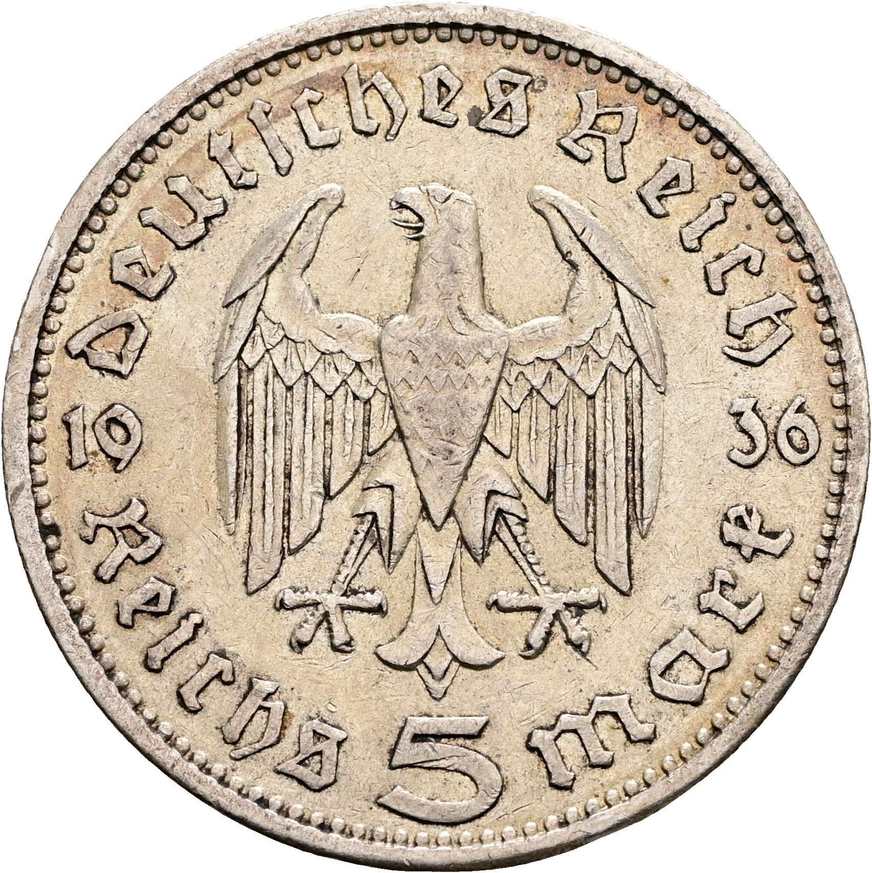 5 Reichsmark Berlin 1936 A – Rückseite