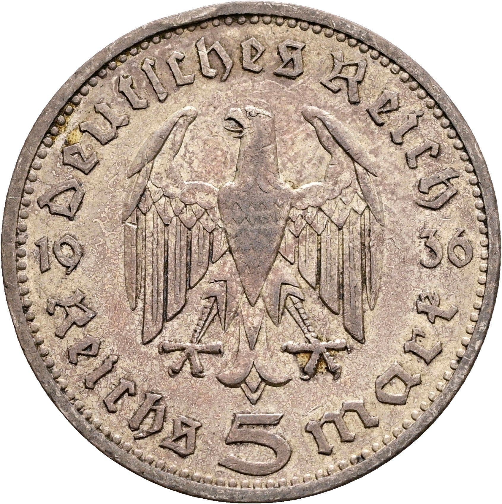 5 Reichsmark Berlin 1936 A – Rückseite