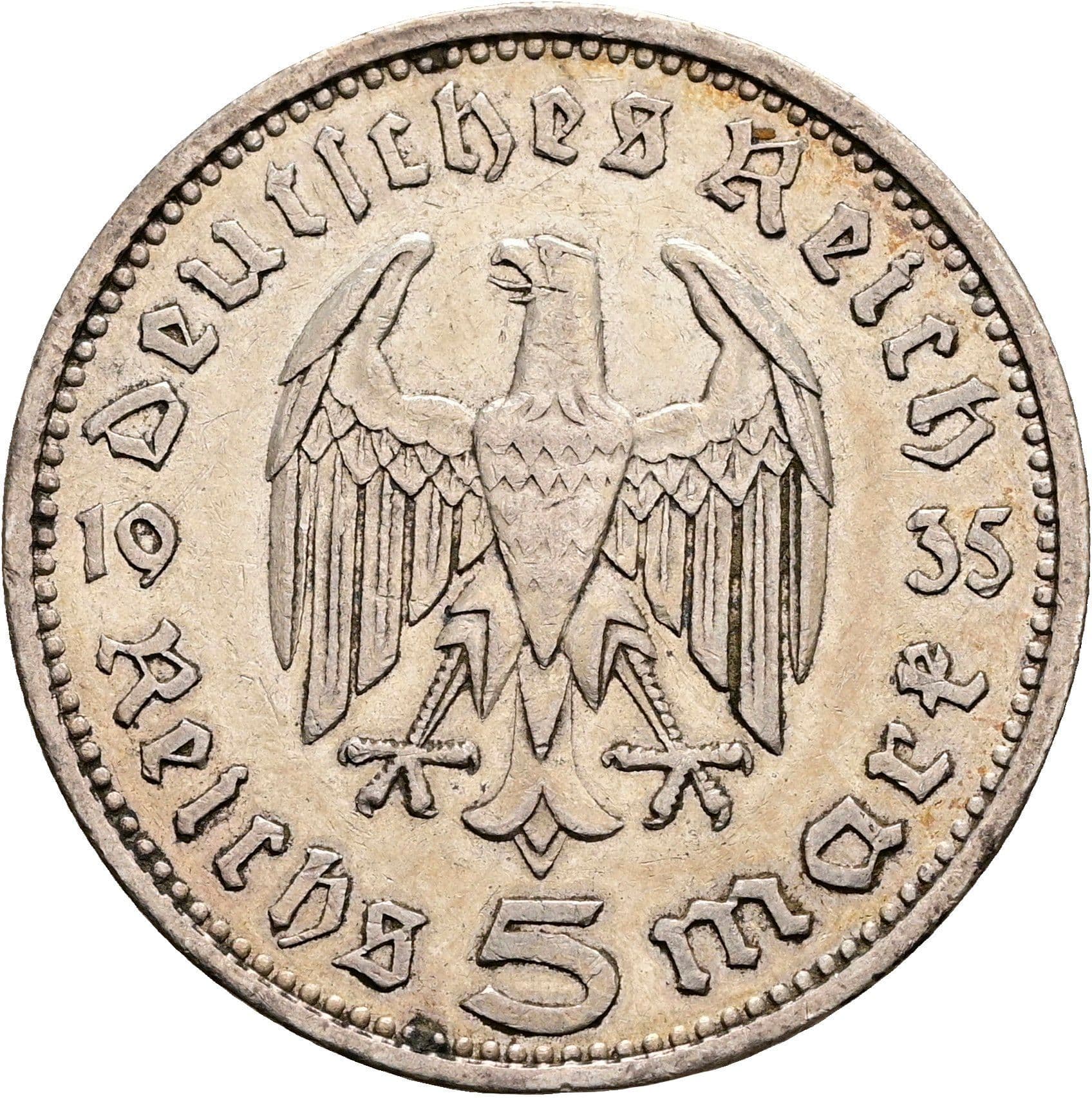 5 Reichsmark Berlin 1936 A – Rückseite