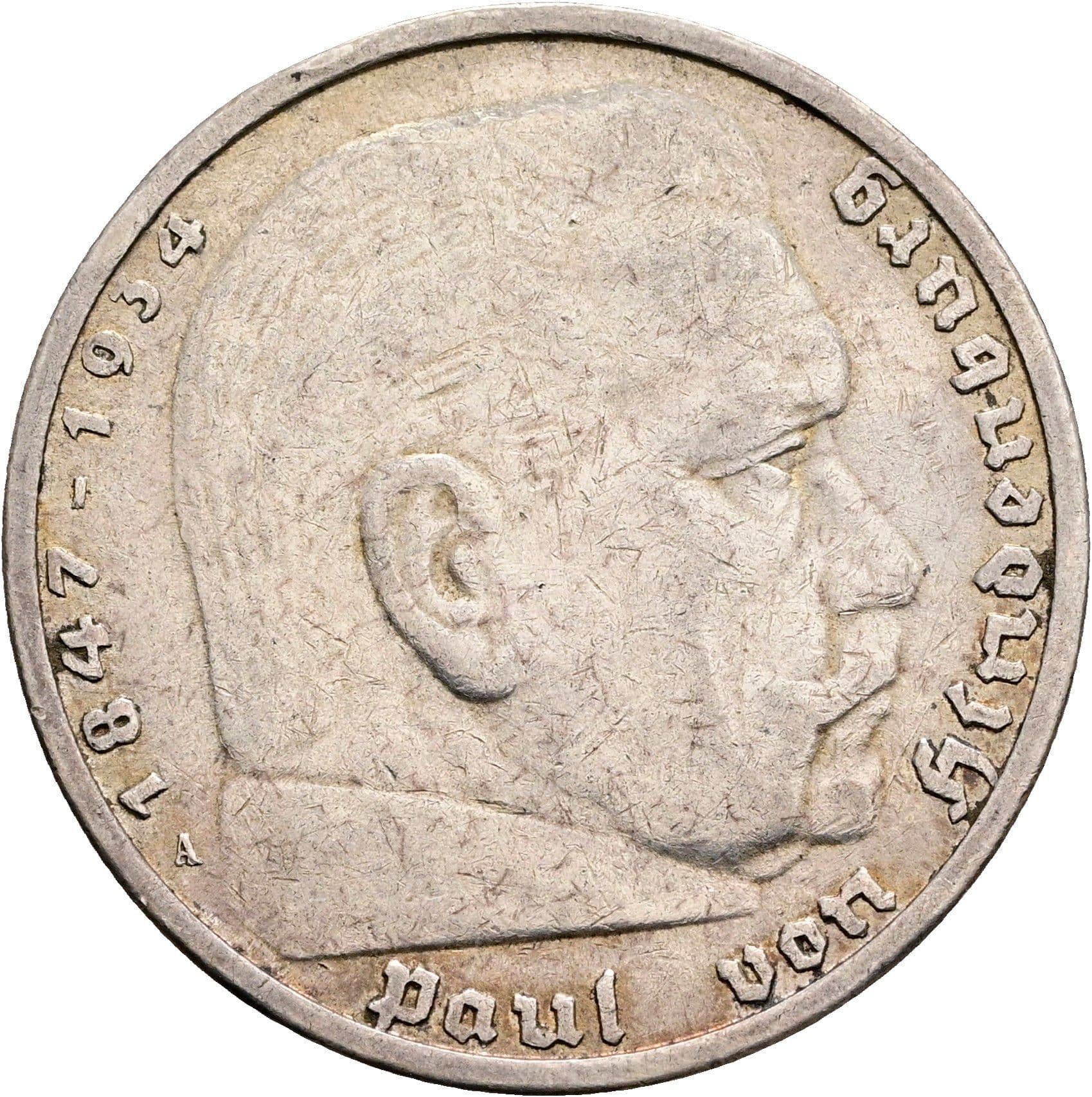 5 Reichsmark Berlin 1936 A – Vorderseite