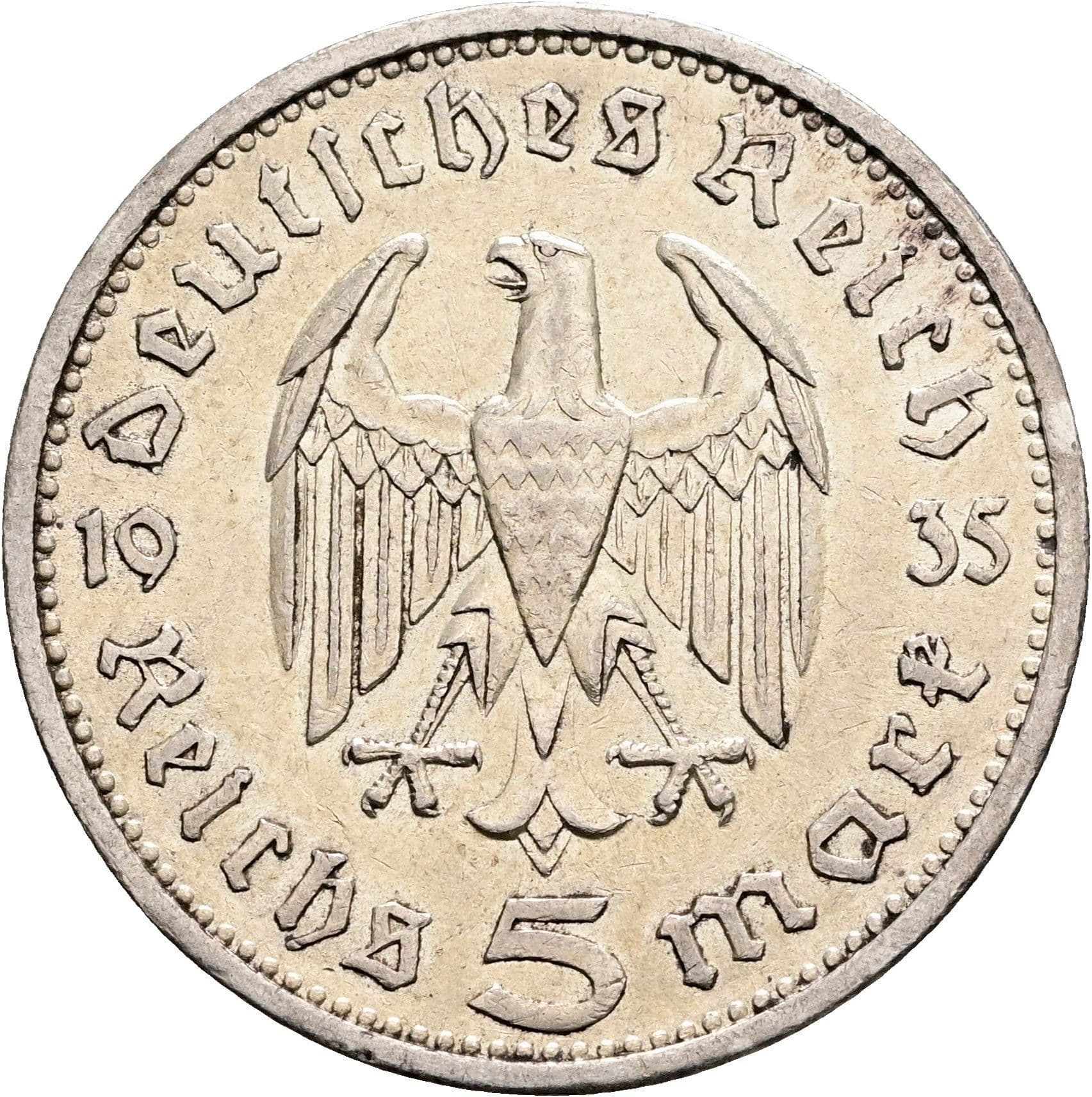 5 Reichsmark Berlin 1935 A – Rückseite