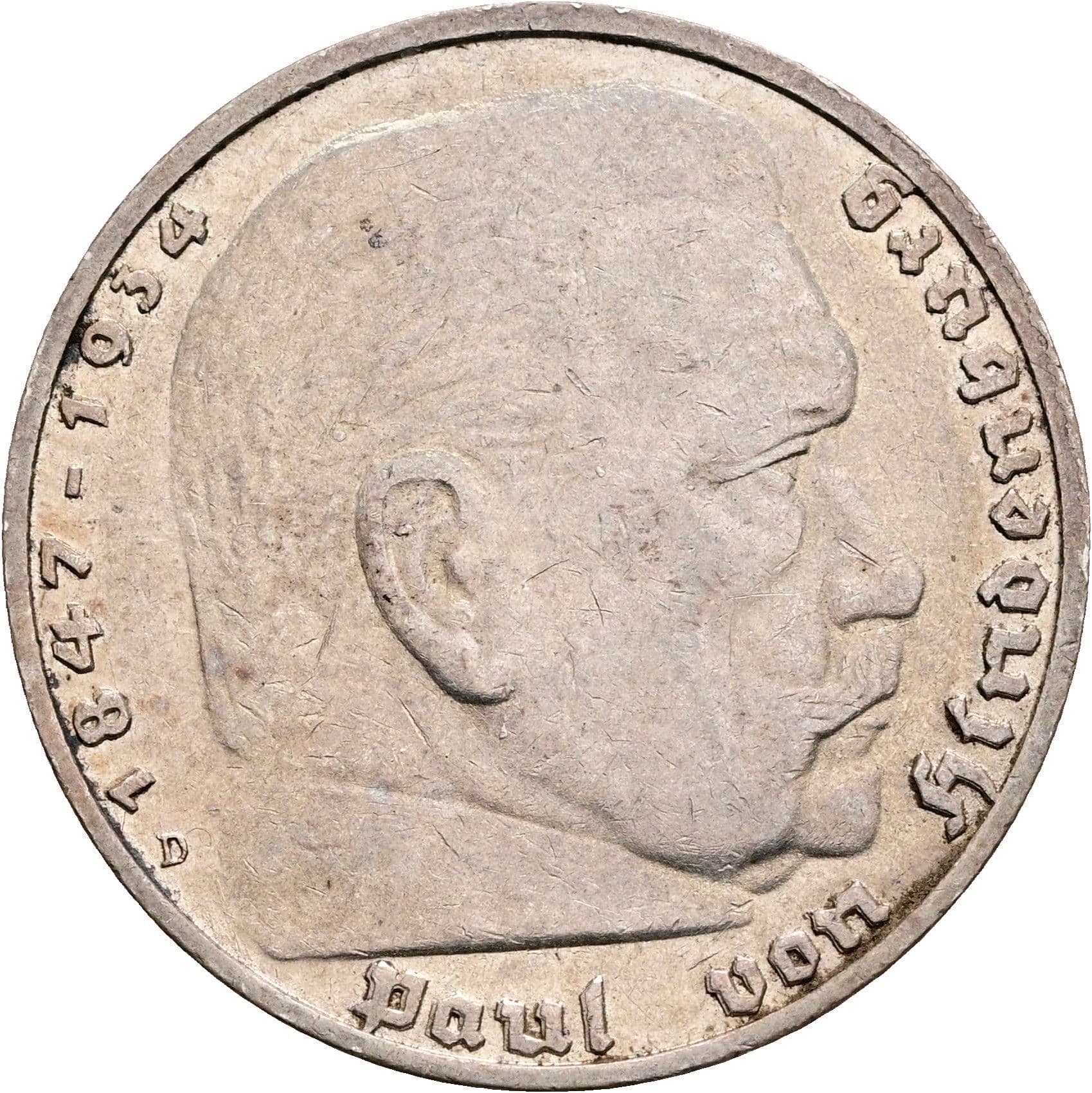5 Reichsmark München 1936 D – Vorderseite