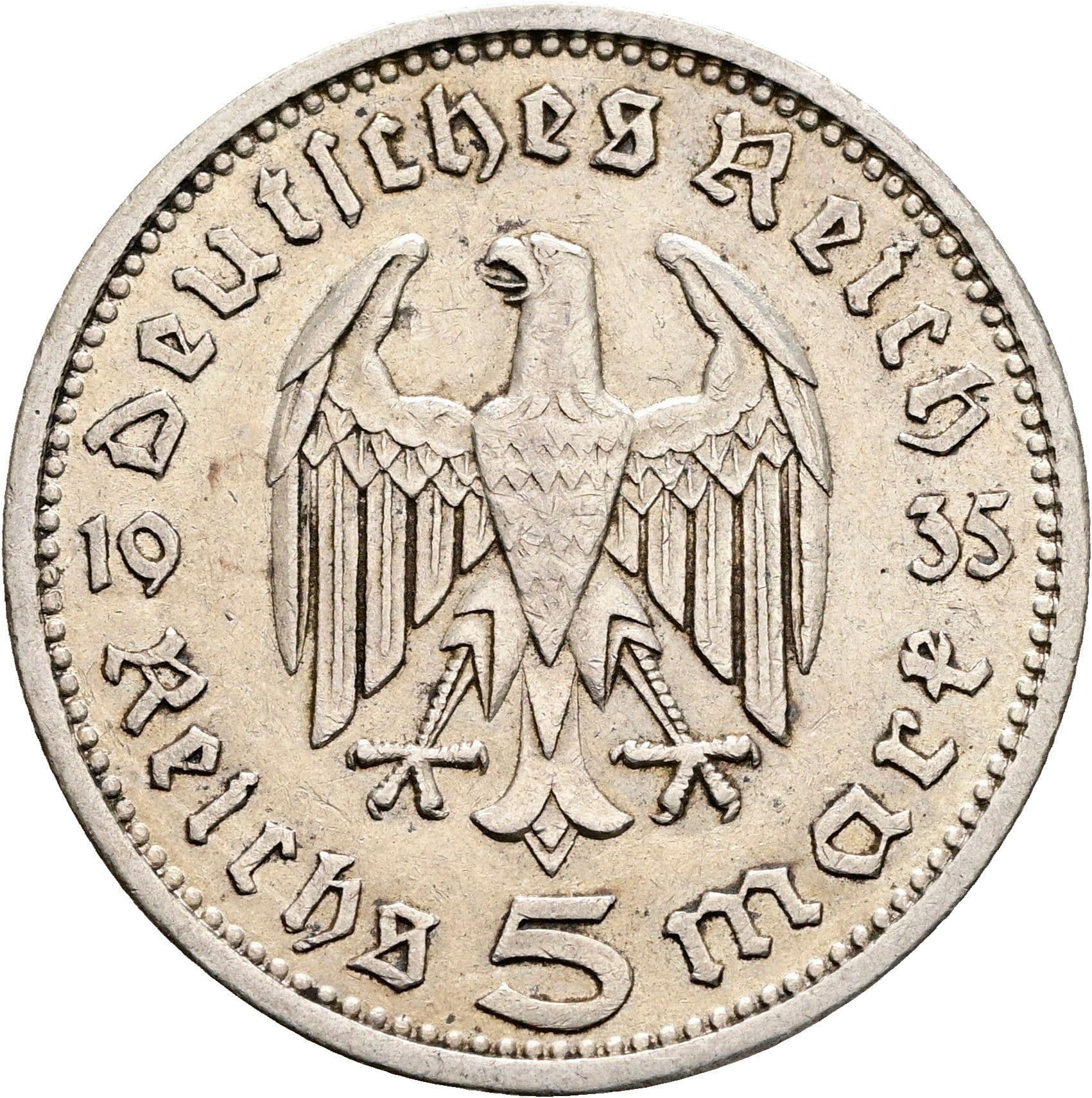 5 Reichsmark Berlin 1935 A – Rückseite