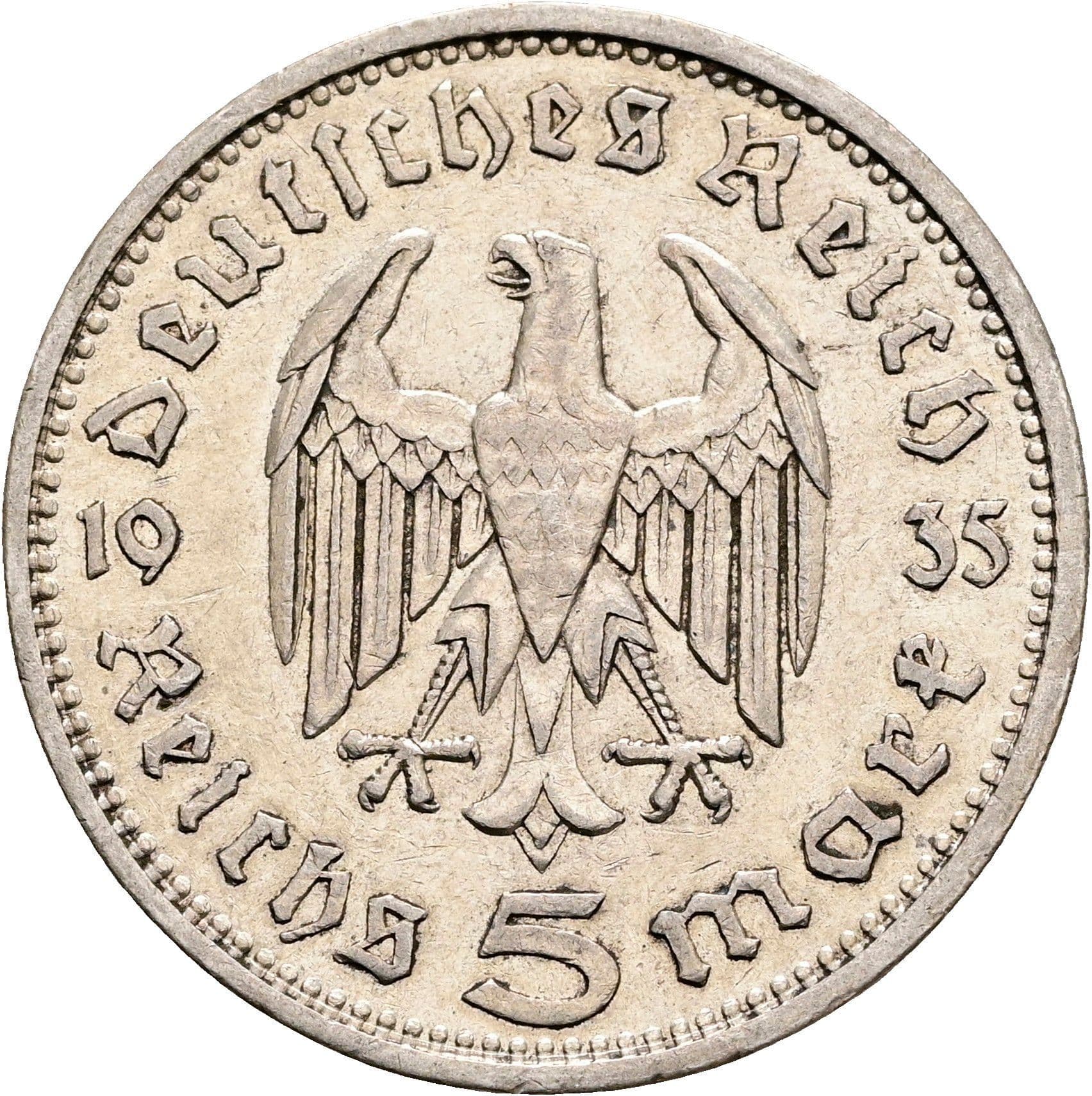 5 Reichsmark Berlin 1935 A – Rückseite