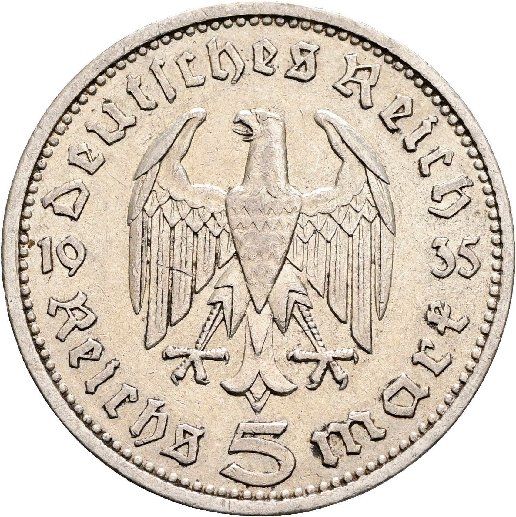 5 Reichsmark Berlin 1935 A – Rückseite