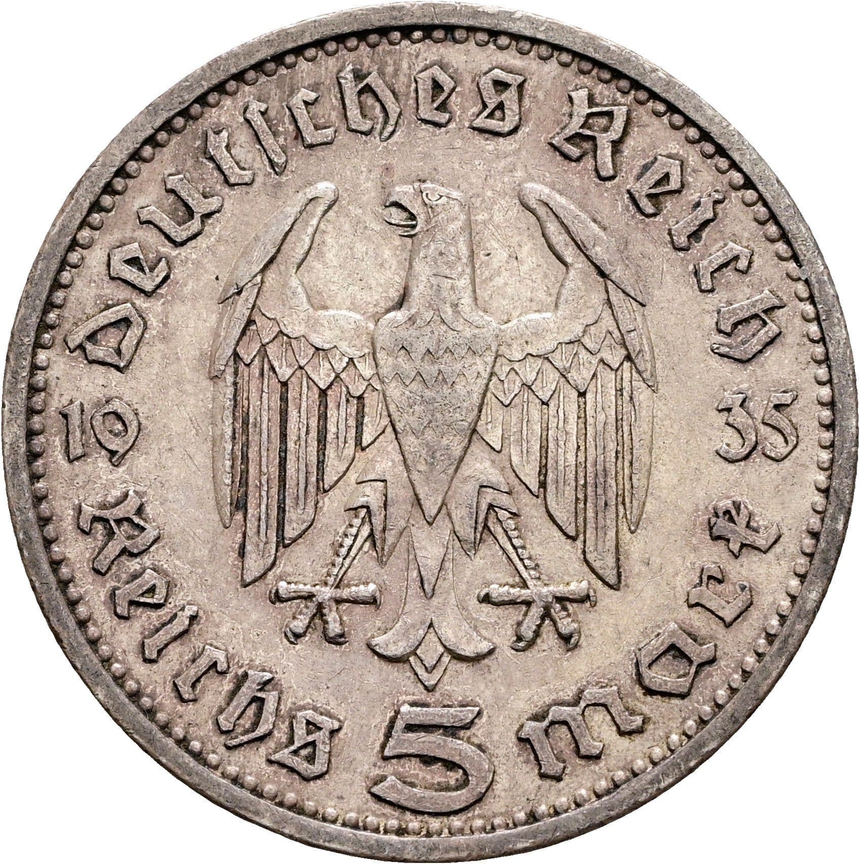 5 Reichsmark Berlin 1935 A – Rückseite
