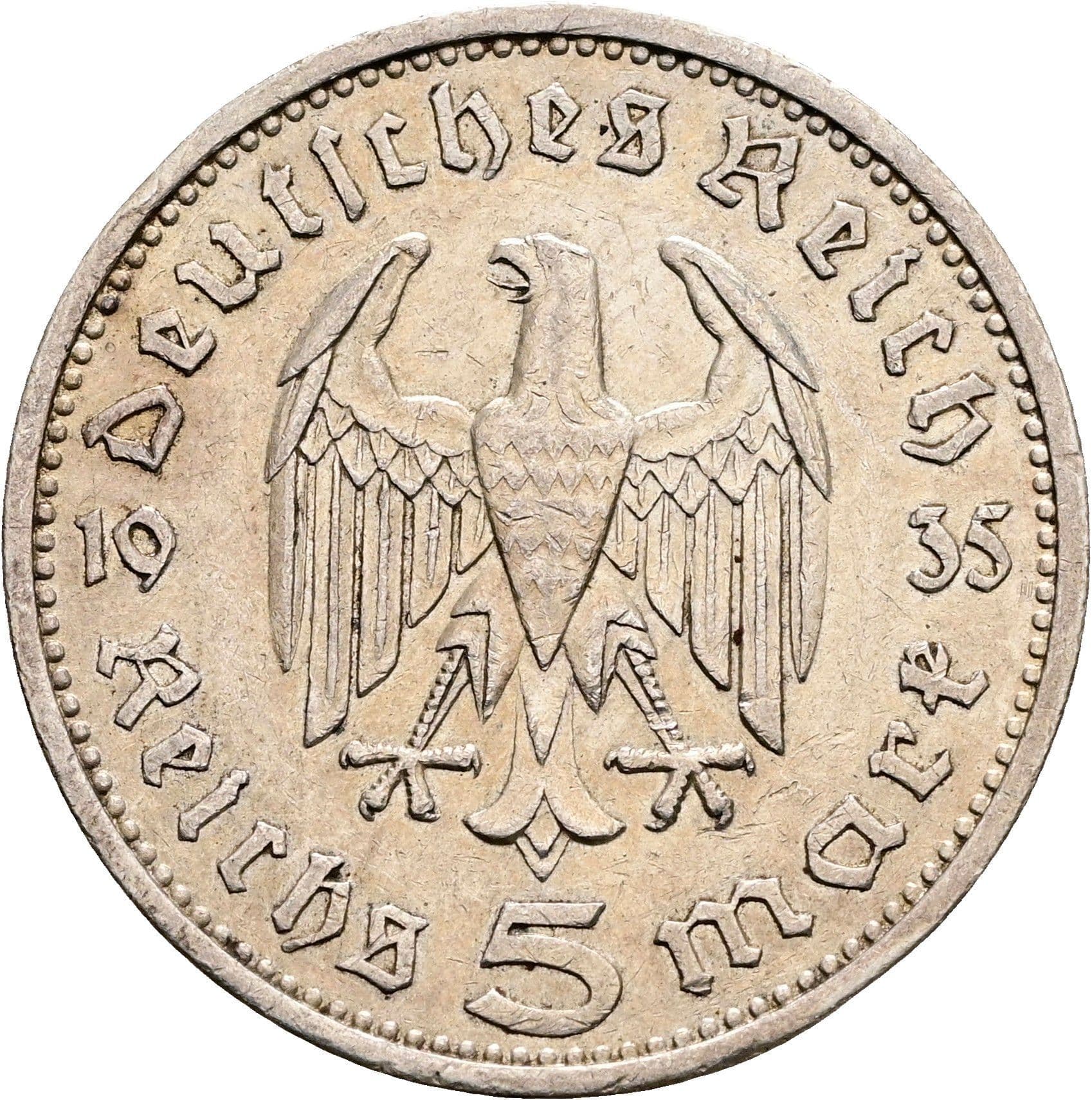 5 Reichsmark Berlin 1935 A – Rückseite