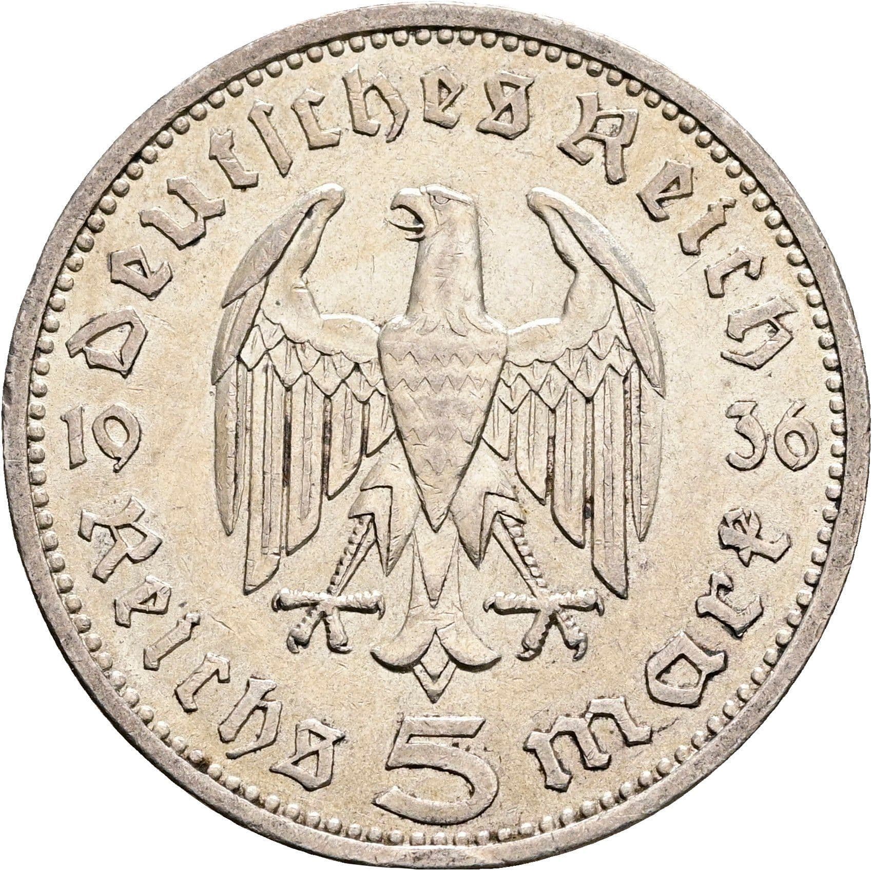 5 Reichsmark Berlin 1936 A – Rückseite
