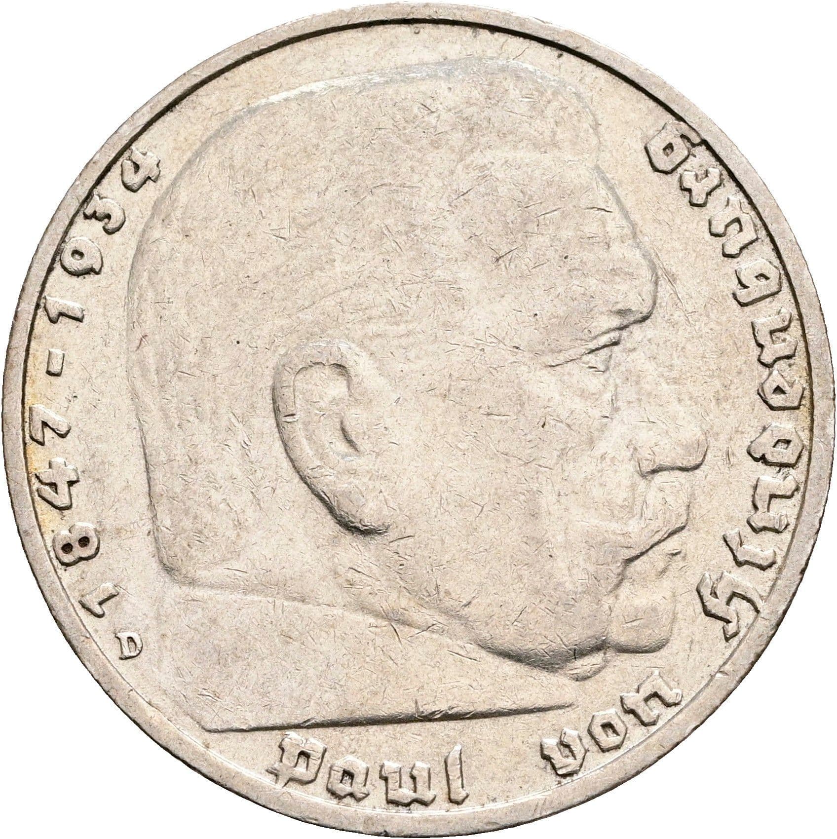 5 Reichsmark München 1936 D – Vorderseite