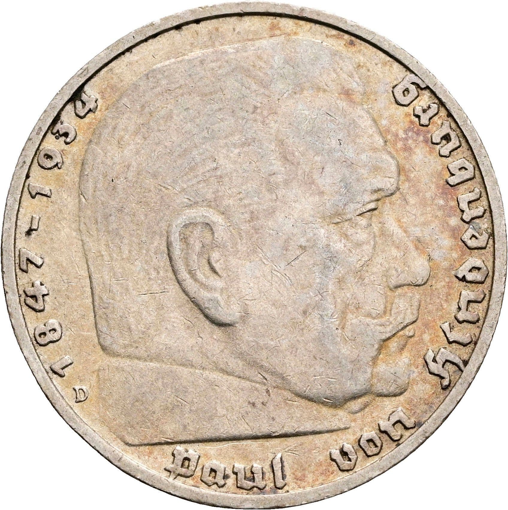 5 Reichsmark München 1935 D – Vorderseite