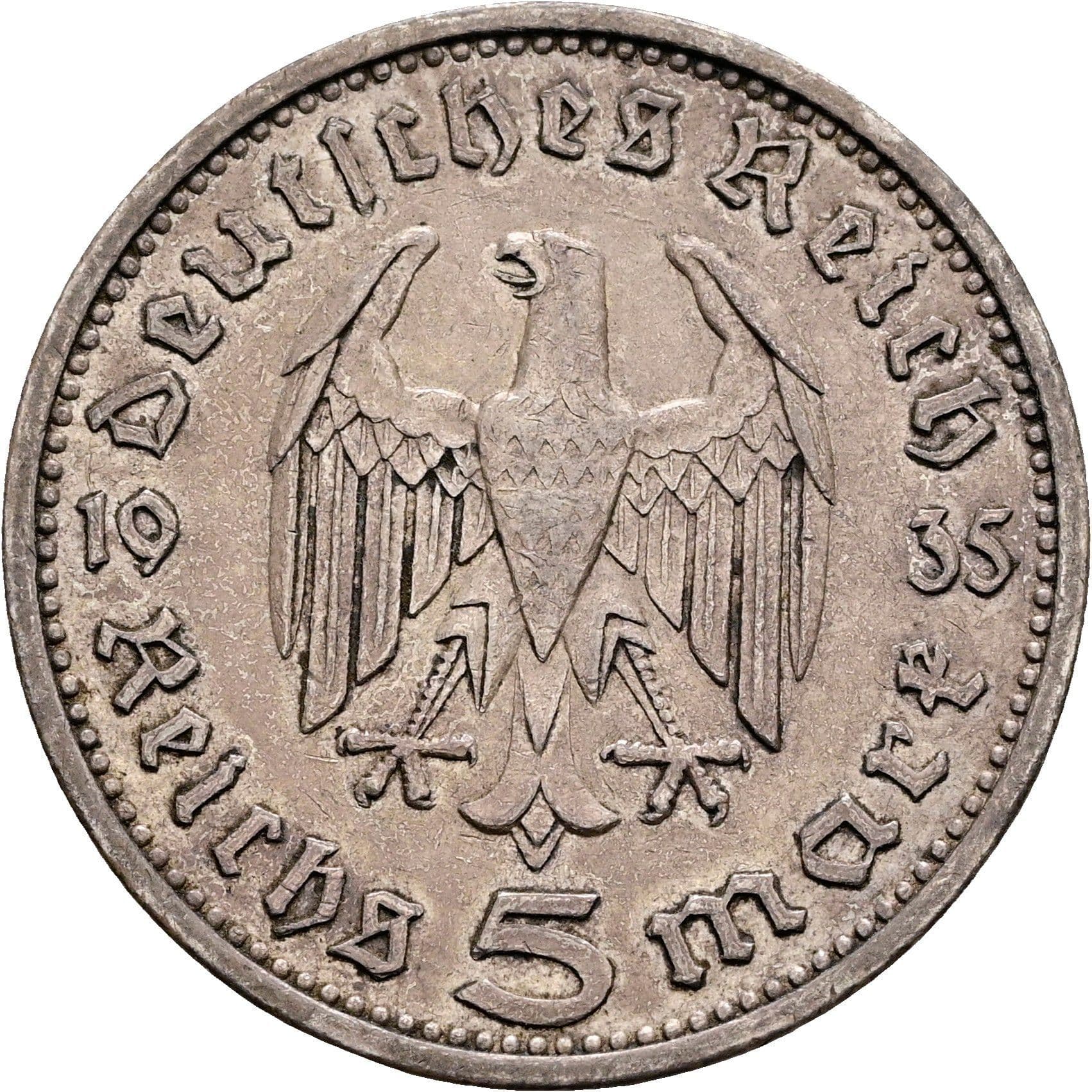 5 Reichsmark Berlin 1935 A – Rückseite