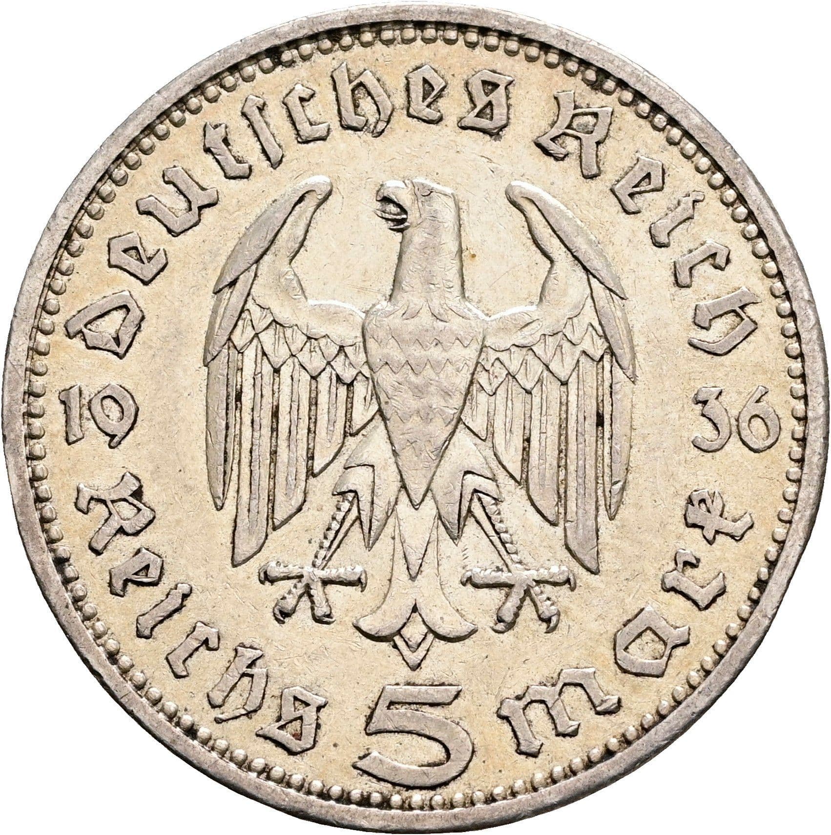 5 Reichsmark Berlin 1936 A – Rückseite