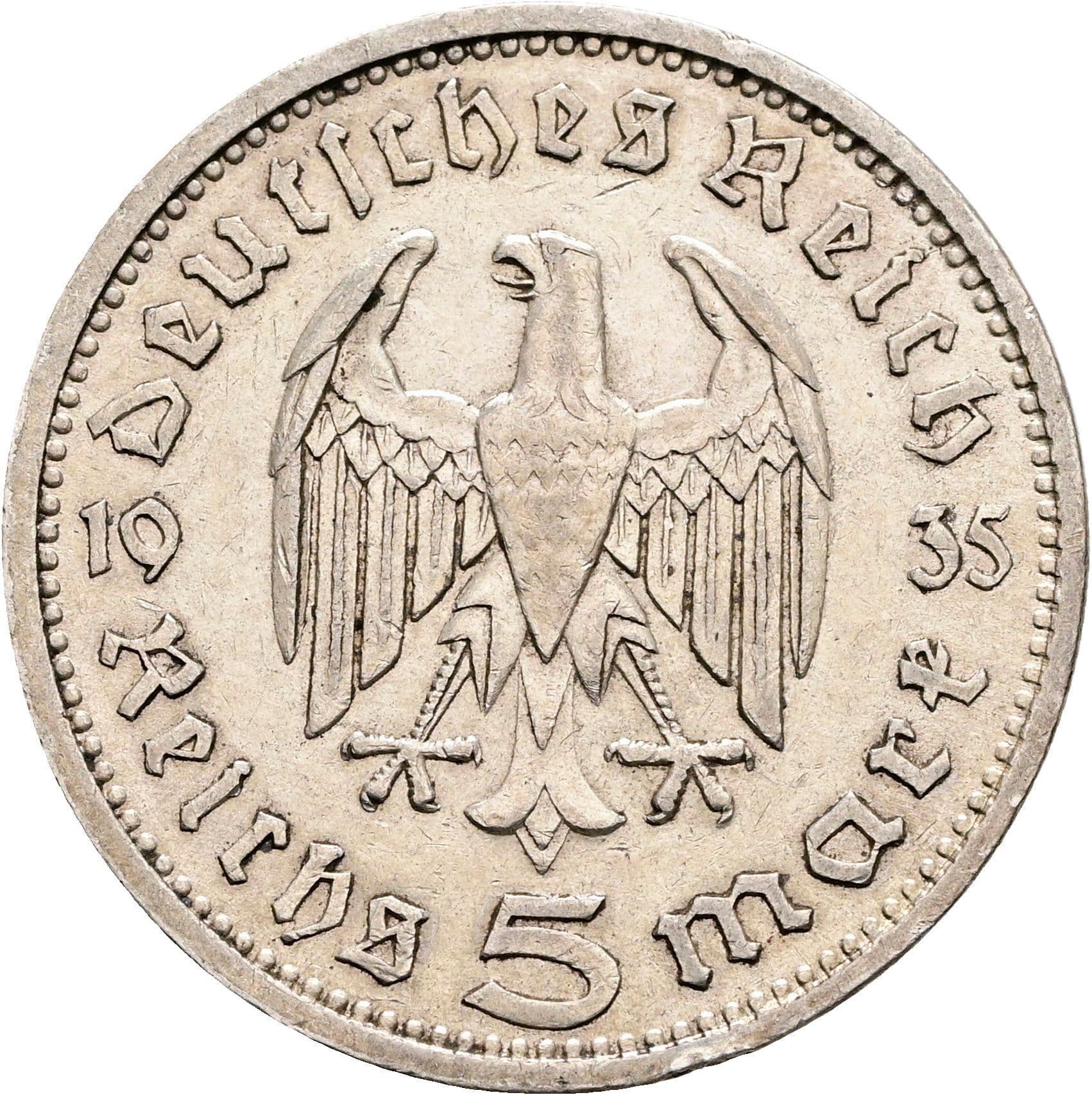 5 Reichsmark Berlin 1935 A – Rückseite