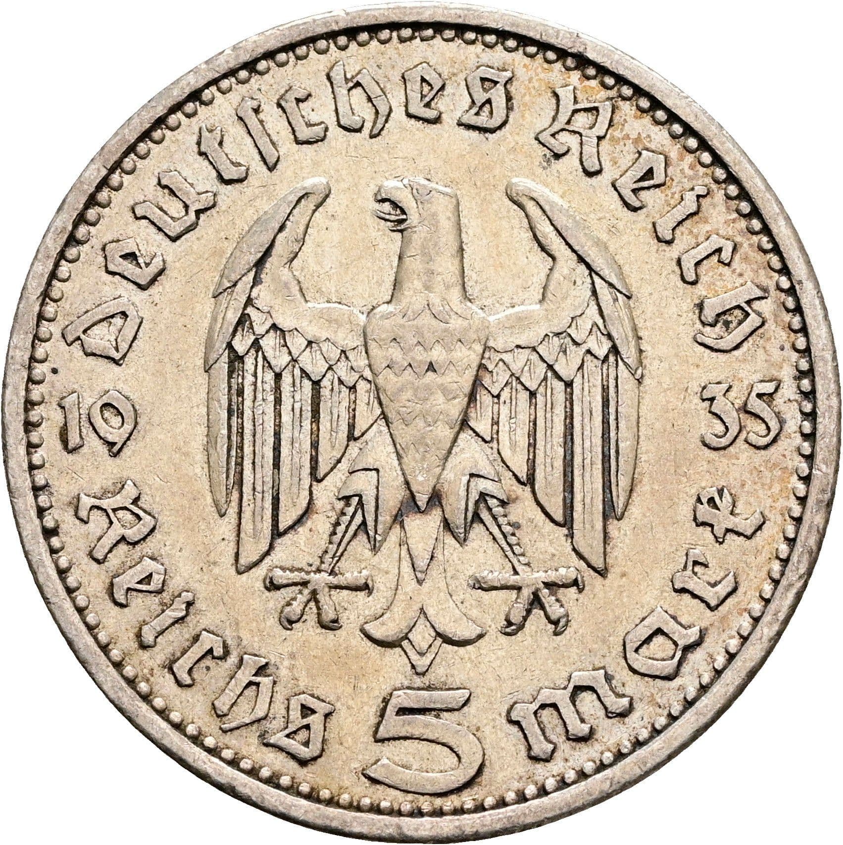 5 Reichsmark Berlin 1935 A – Rückseite