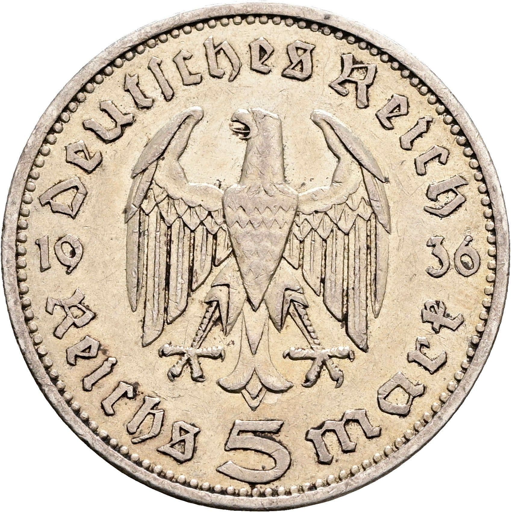 5 Reichsmark Berlin 1936 A – Rückseite