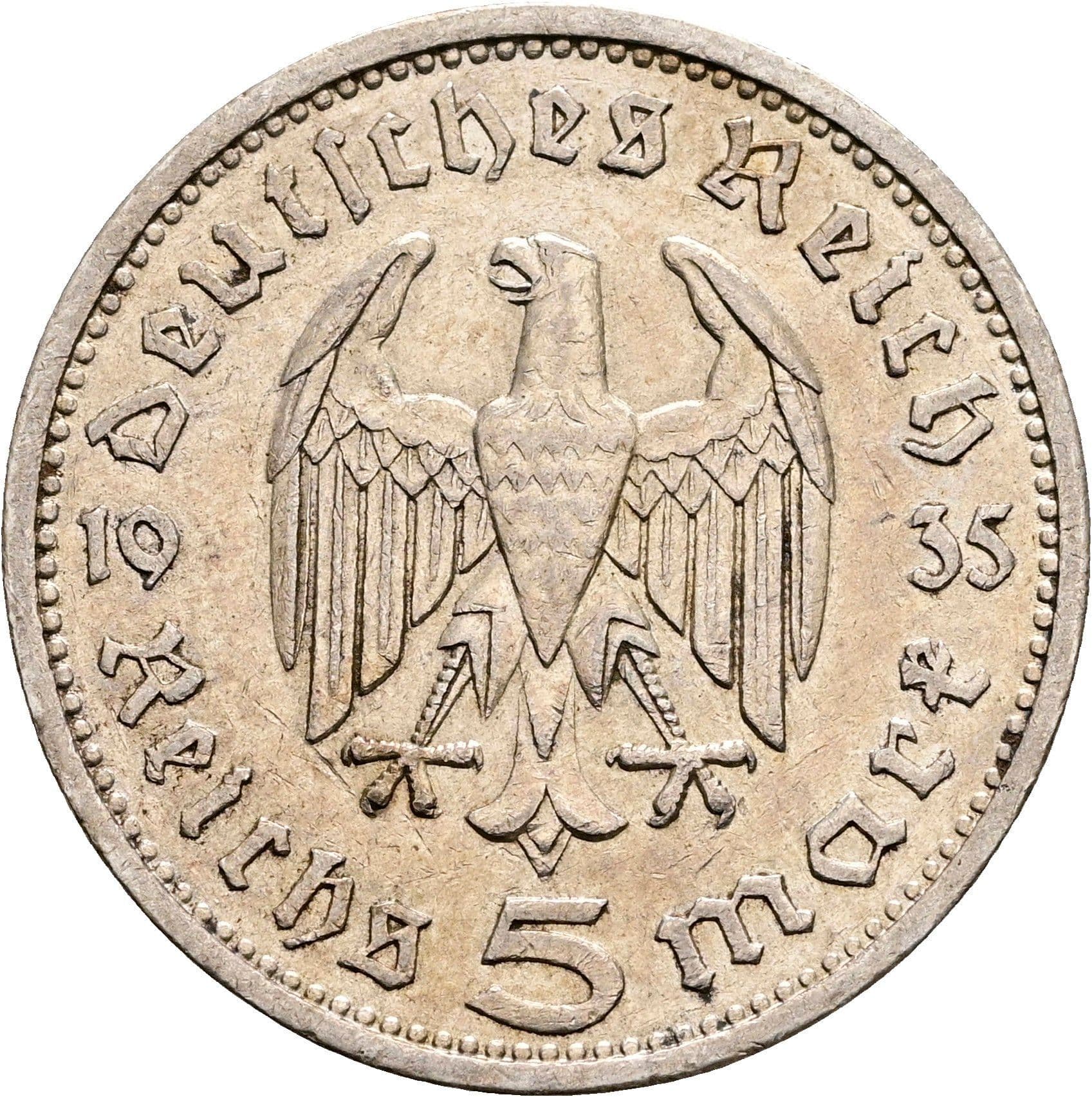 5 Reichsmark Berlin 1935 A – Rückseite