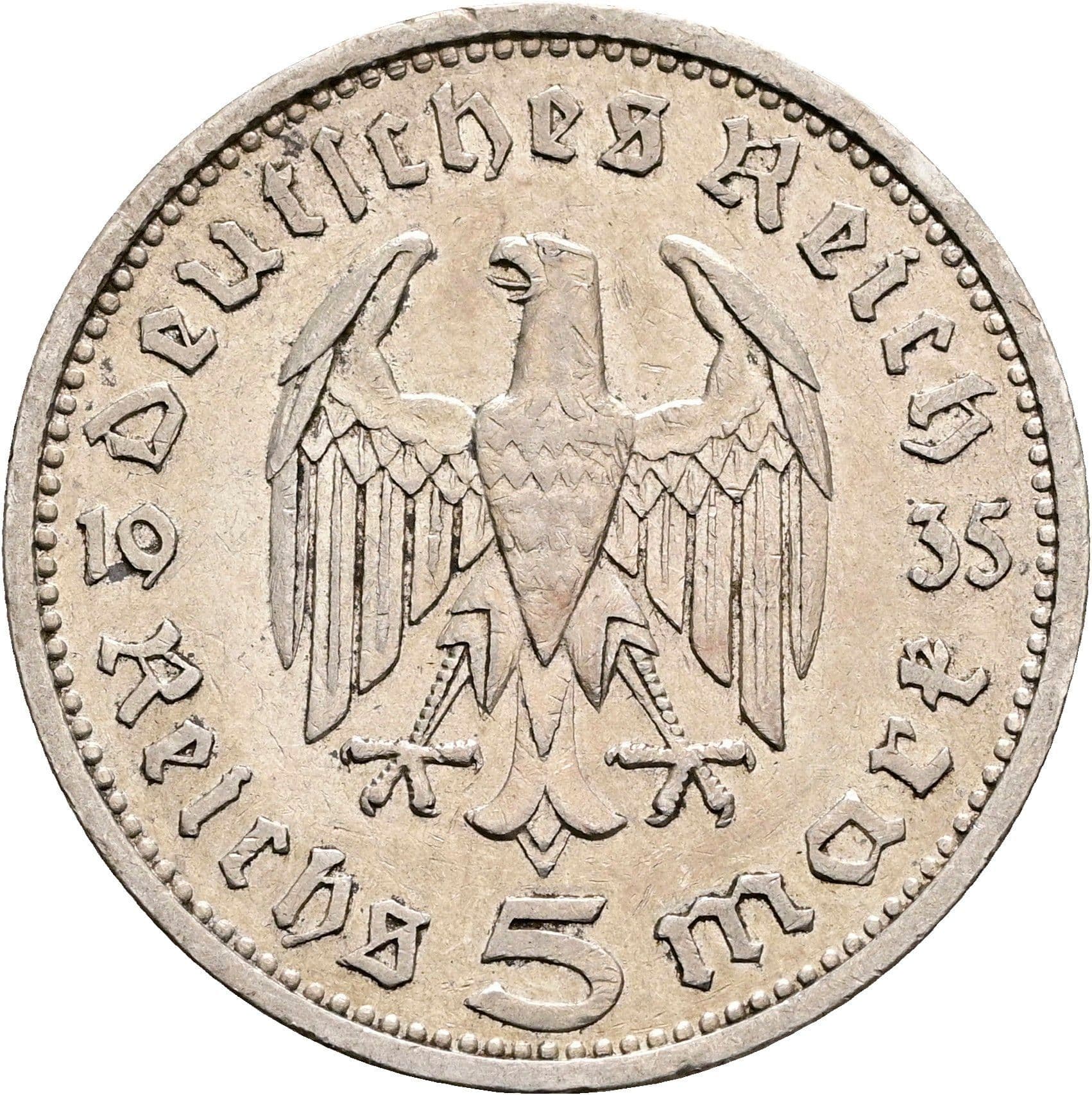 5 Reichsmark Berlin 1935 A – Rückseite