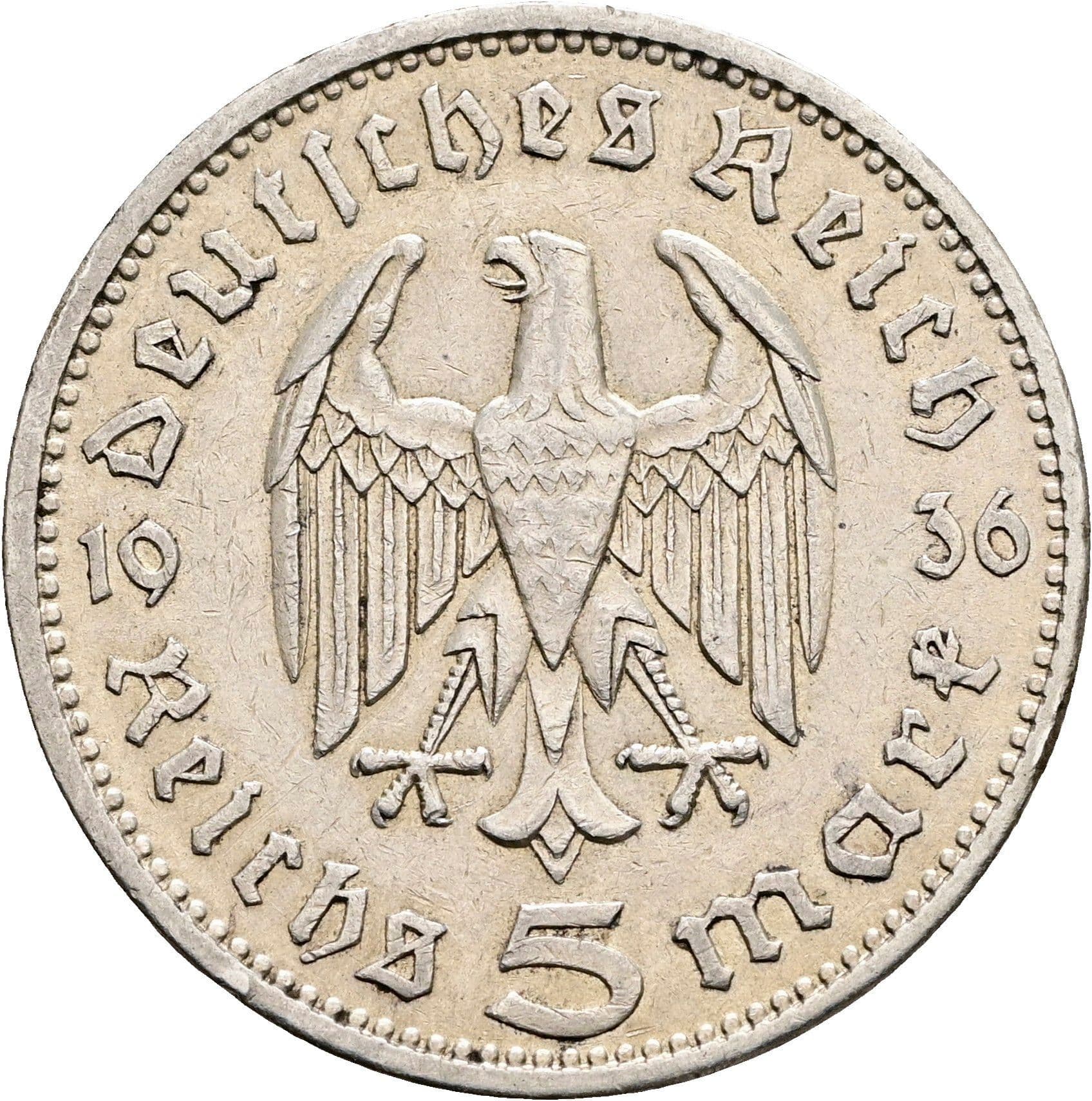 5 Reichsmark Berlin 1936 A – Rückseite