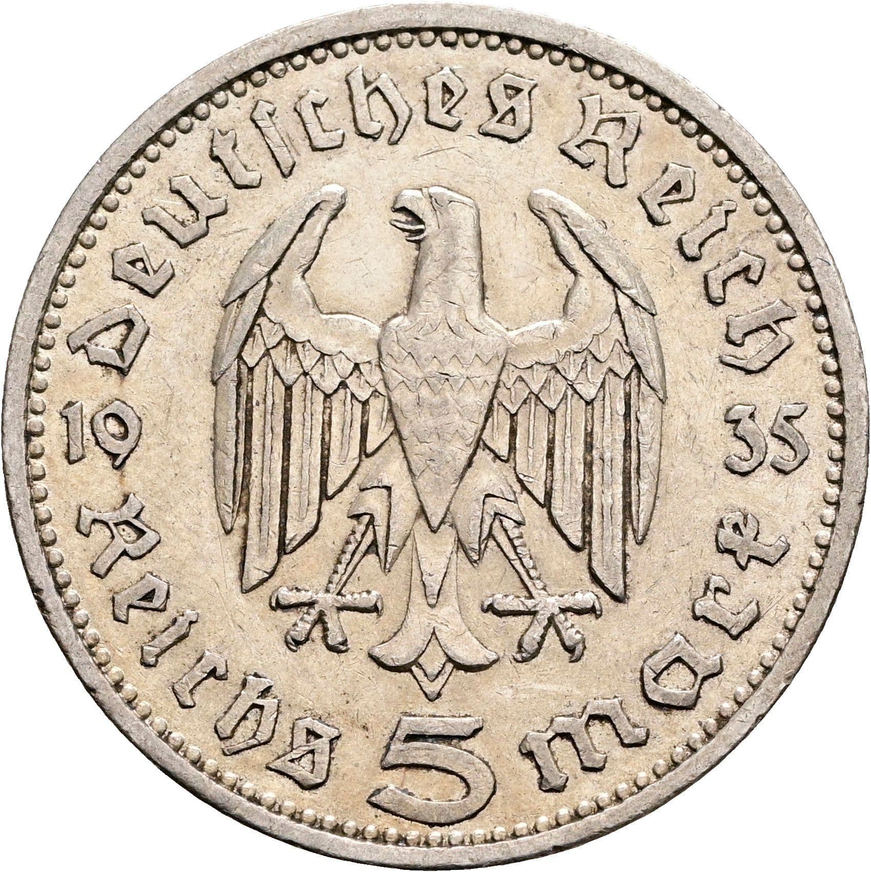 5 Reichsmark Berlin 1935 A – Rückseite