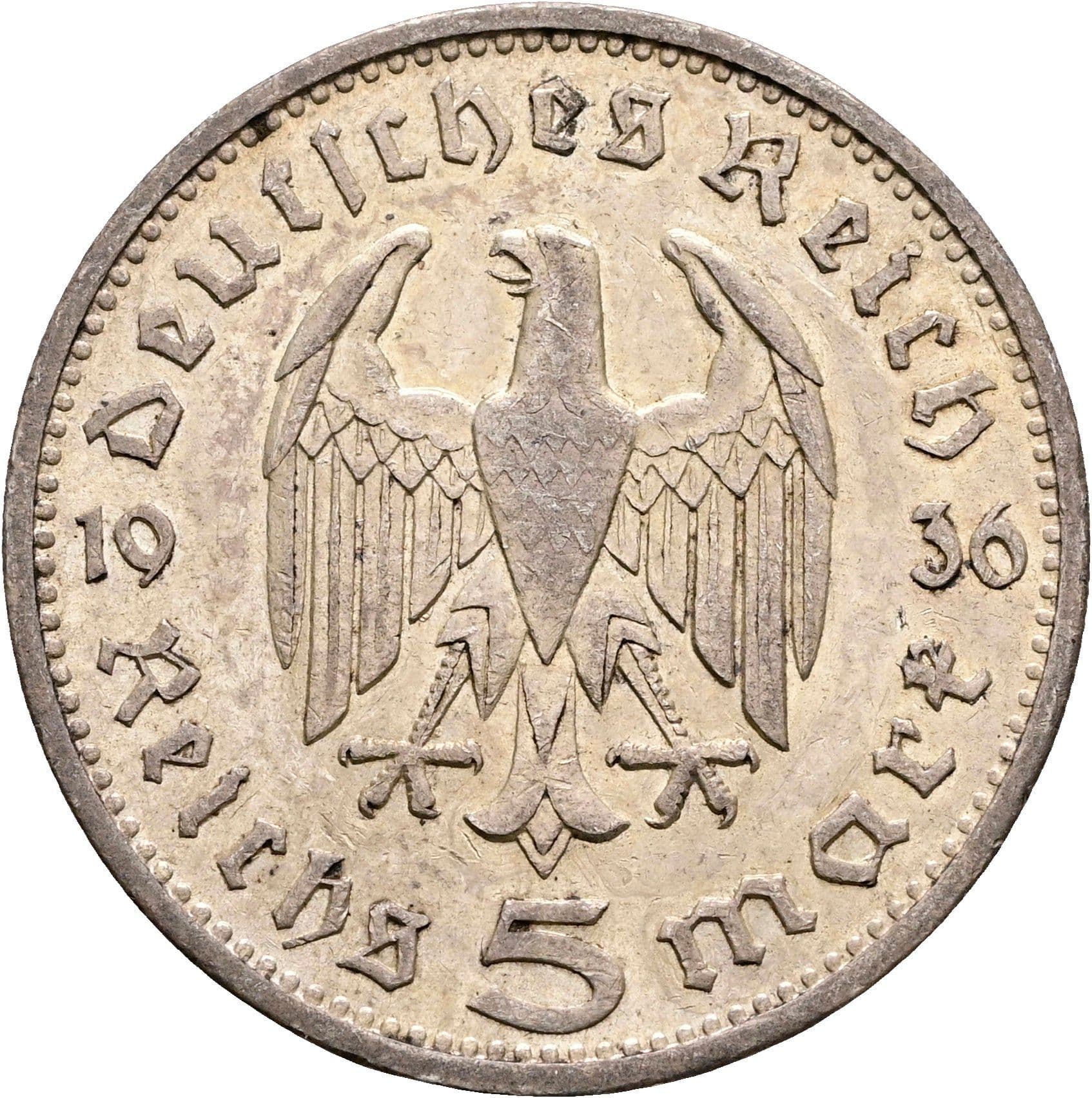 5 Reichsmark Karlsruhe 1936 G – Rückseite