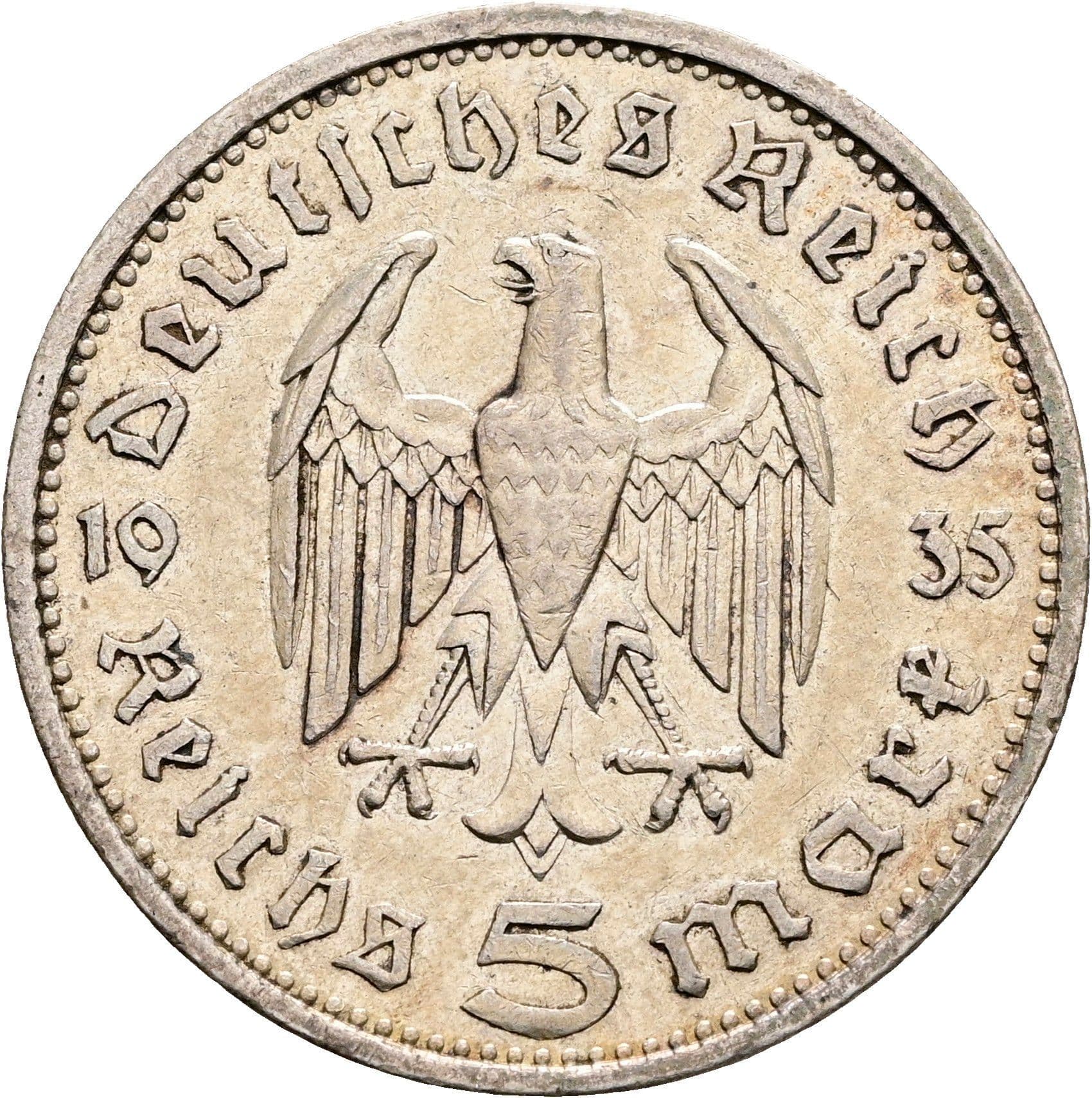 5 Reichsmark Berlin 1935 A – Rückseite