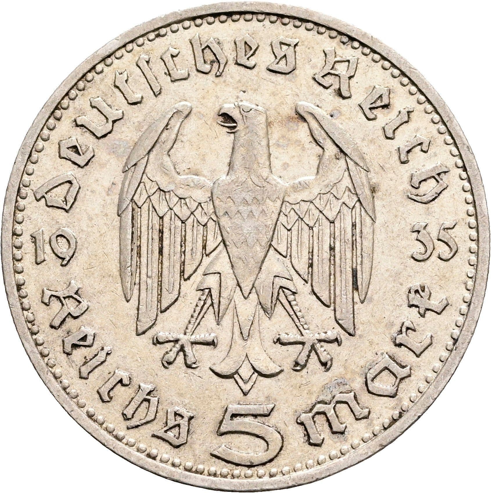 5 Reichsmark München 1935 D – Rückseite