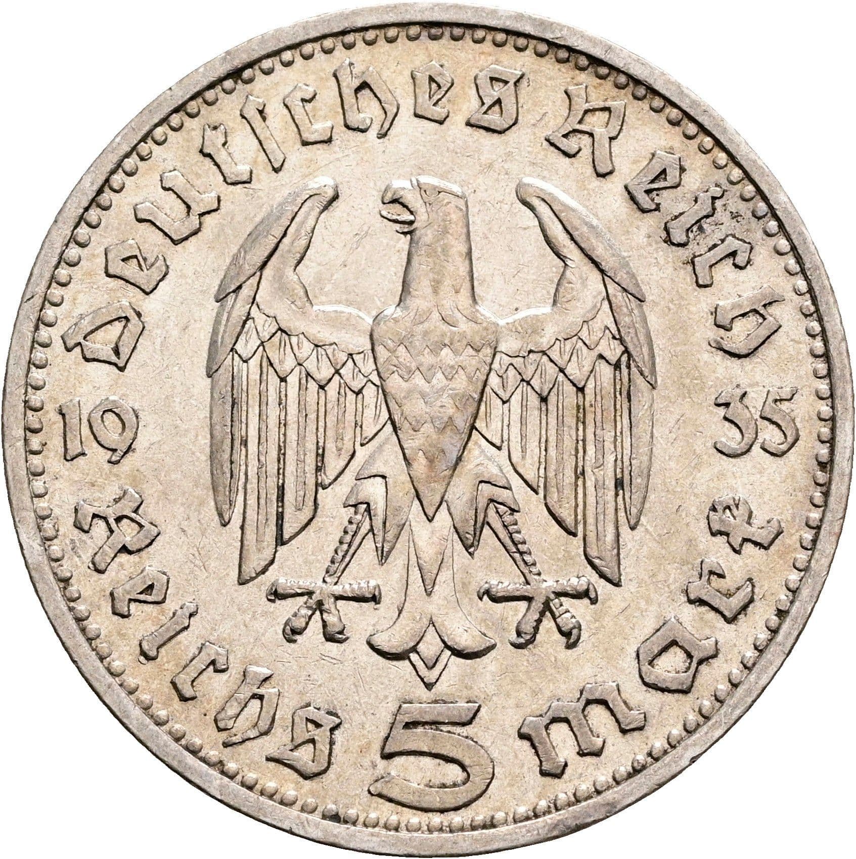 5 Reichsmark München 1935 D – Rückseite