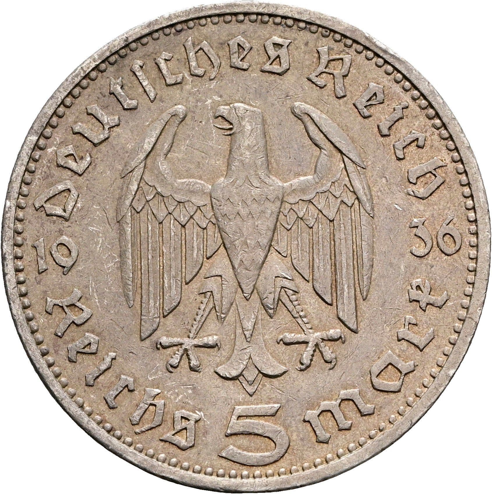5 Reichsmark Berlin 1936 A – Rückseite