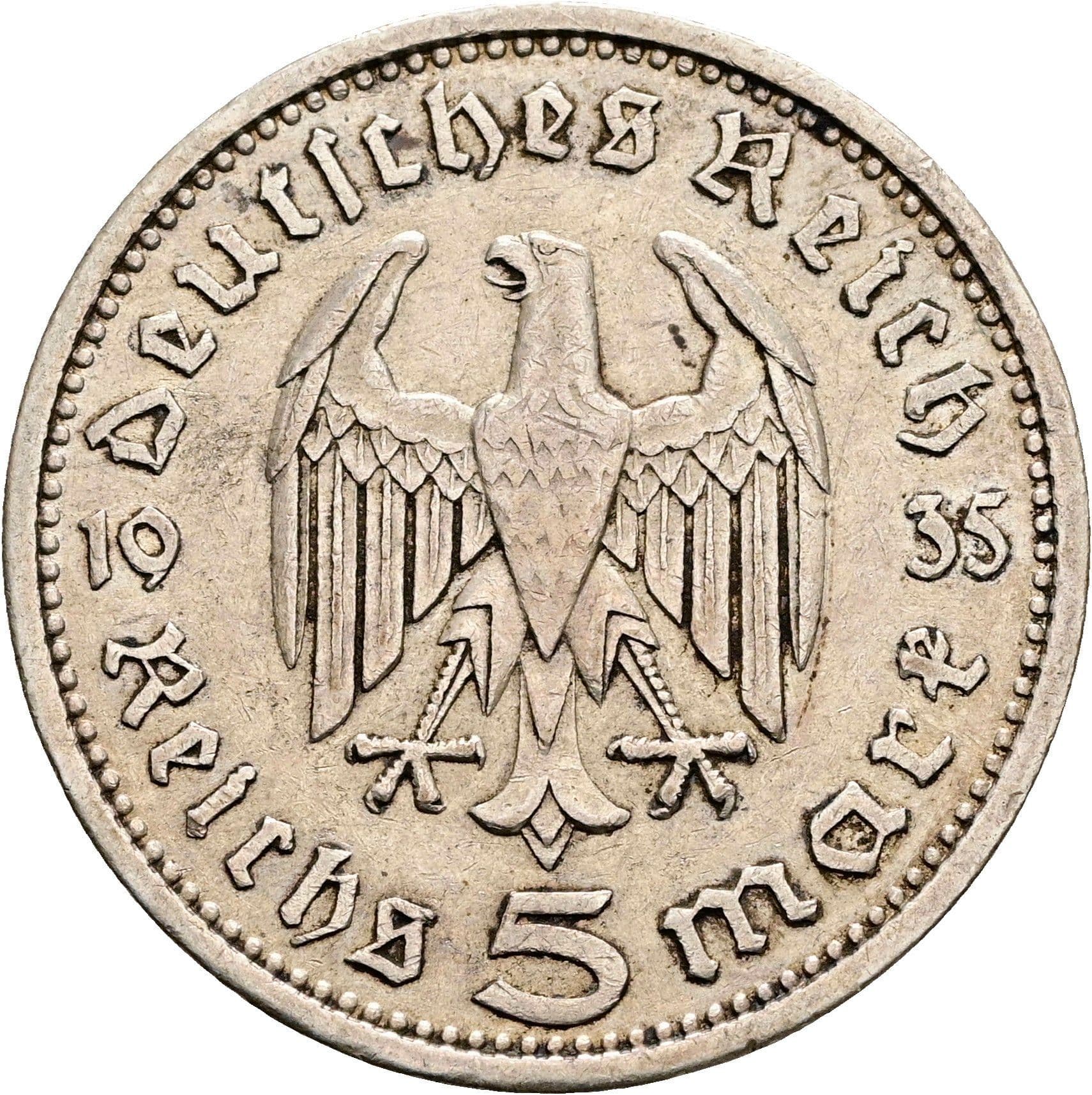 5 Reichsmark Berlin 1935 A – Rückseite