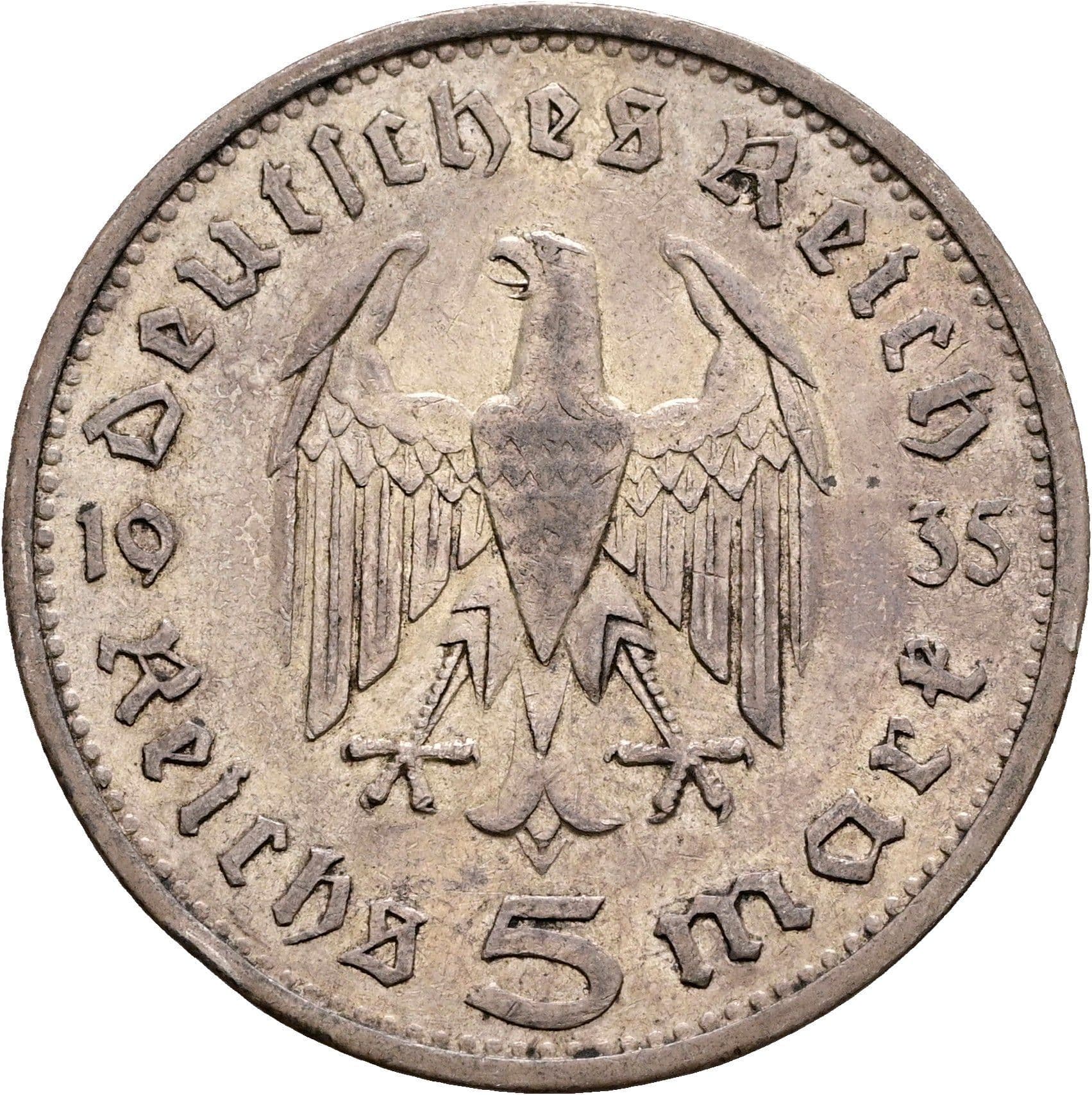 5 Reichsmark Berlin 1935 A – Rückseite