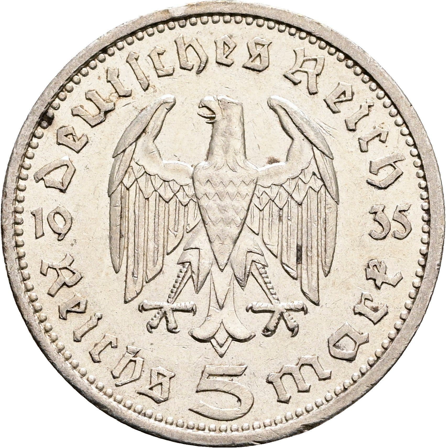 5 Reichsmark Berlin 1935 A – Rückseite