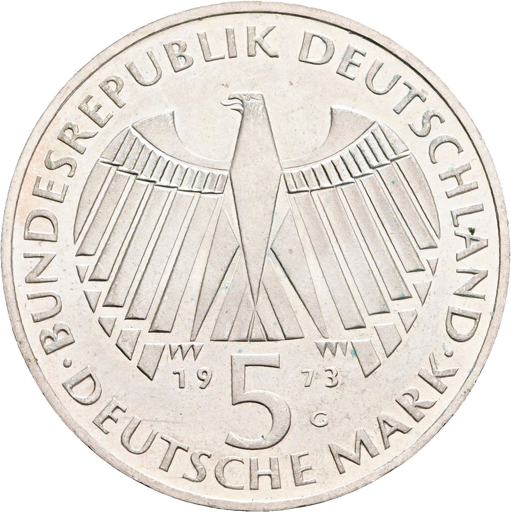 5 Mark Karlsruhe 1973 G – Rückseite