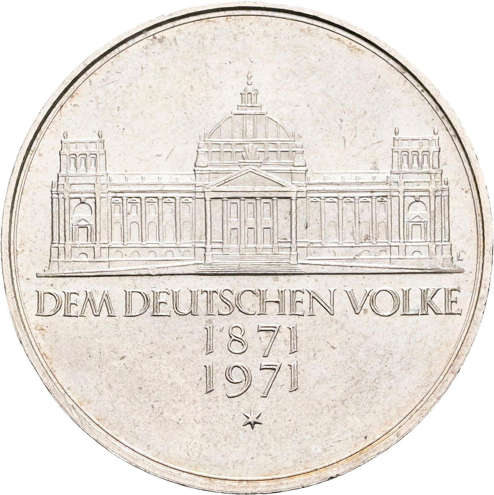 5 Mark Karlsruhe 1971 G – Rückseite