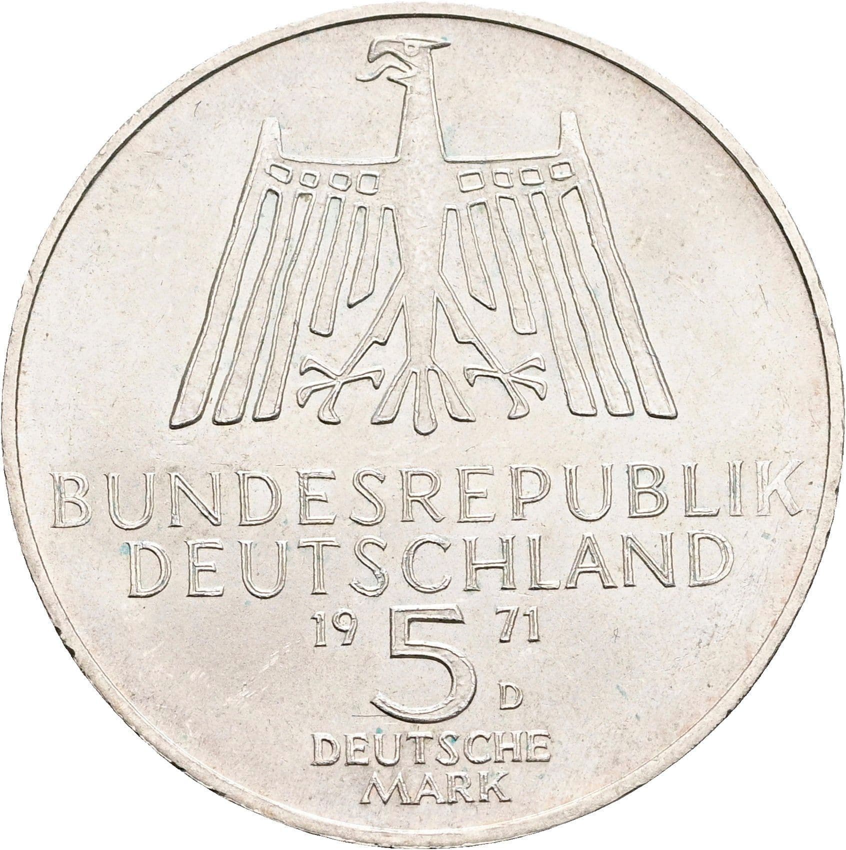 5 Mark München 1971 D – Rückseite