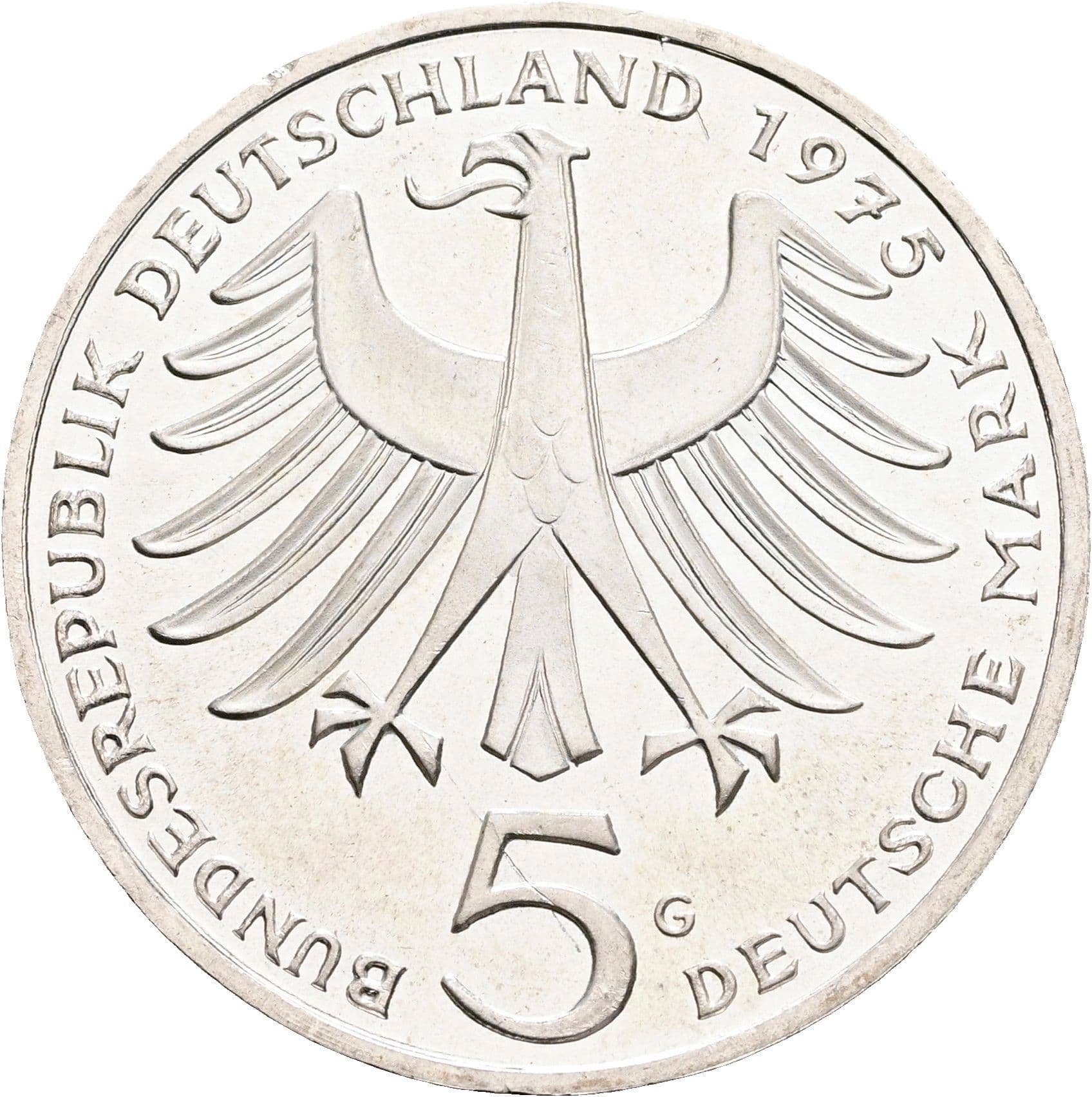 5 Mark Karlsruhe 1975 G – Rückseite