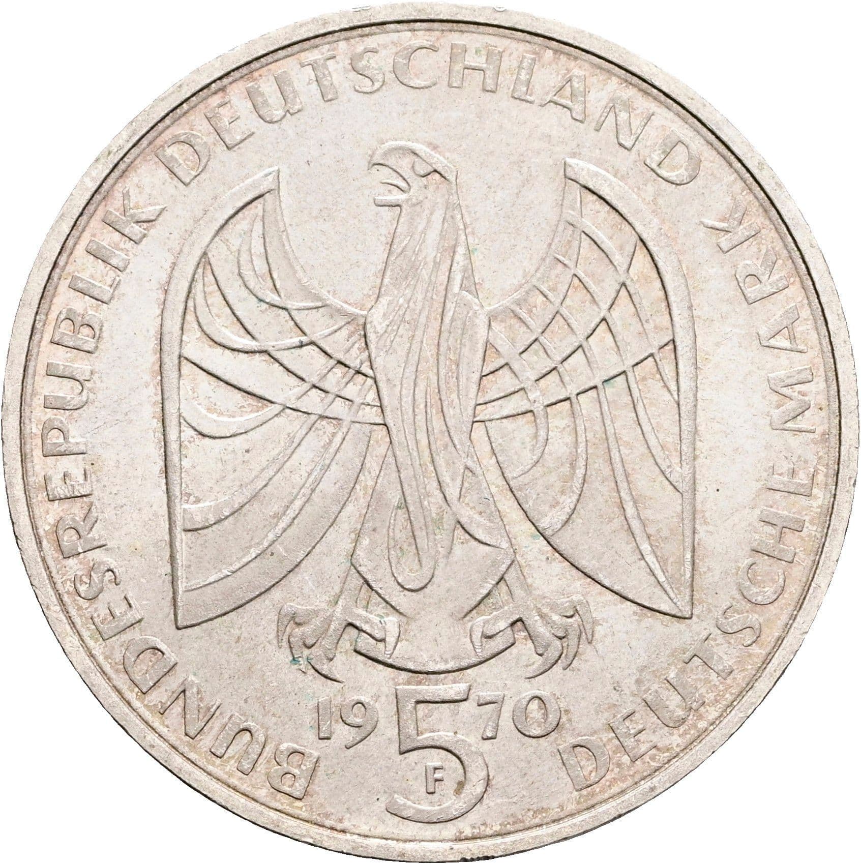 5 Mark Stuttgart 1970 F – Rückseite