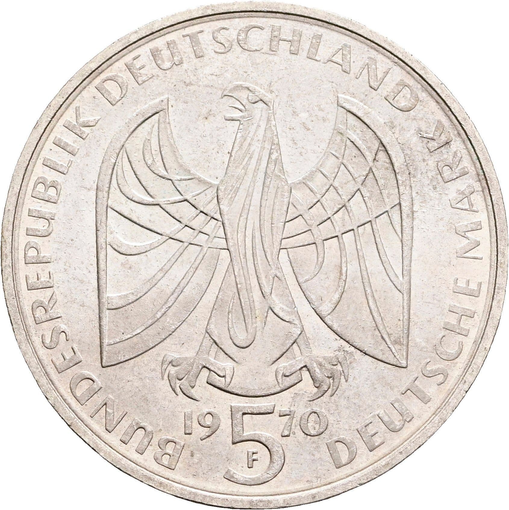 5 Mark Stuttgart 1970 F – Rückseite