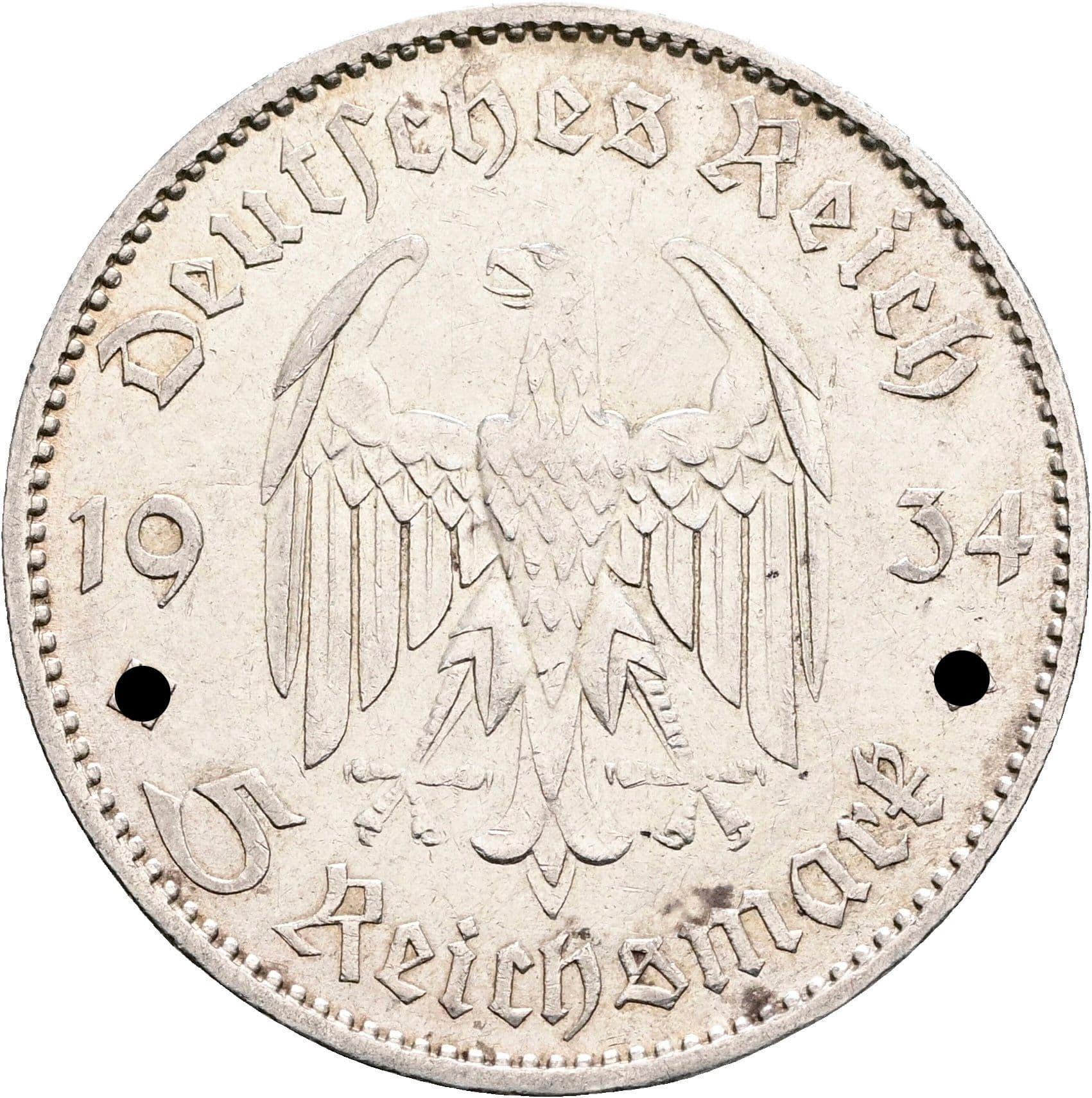 5 Reichsmark Berlin 1934 A – Rückseite