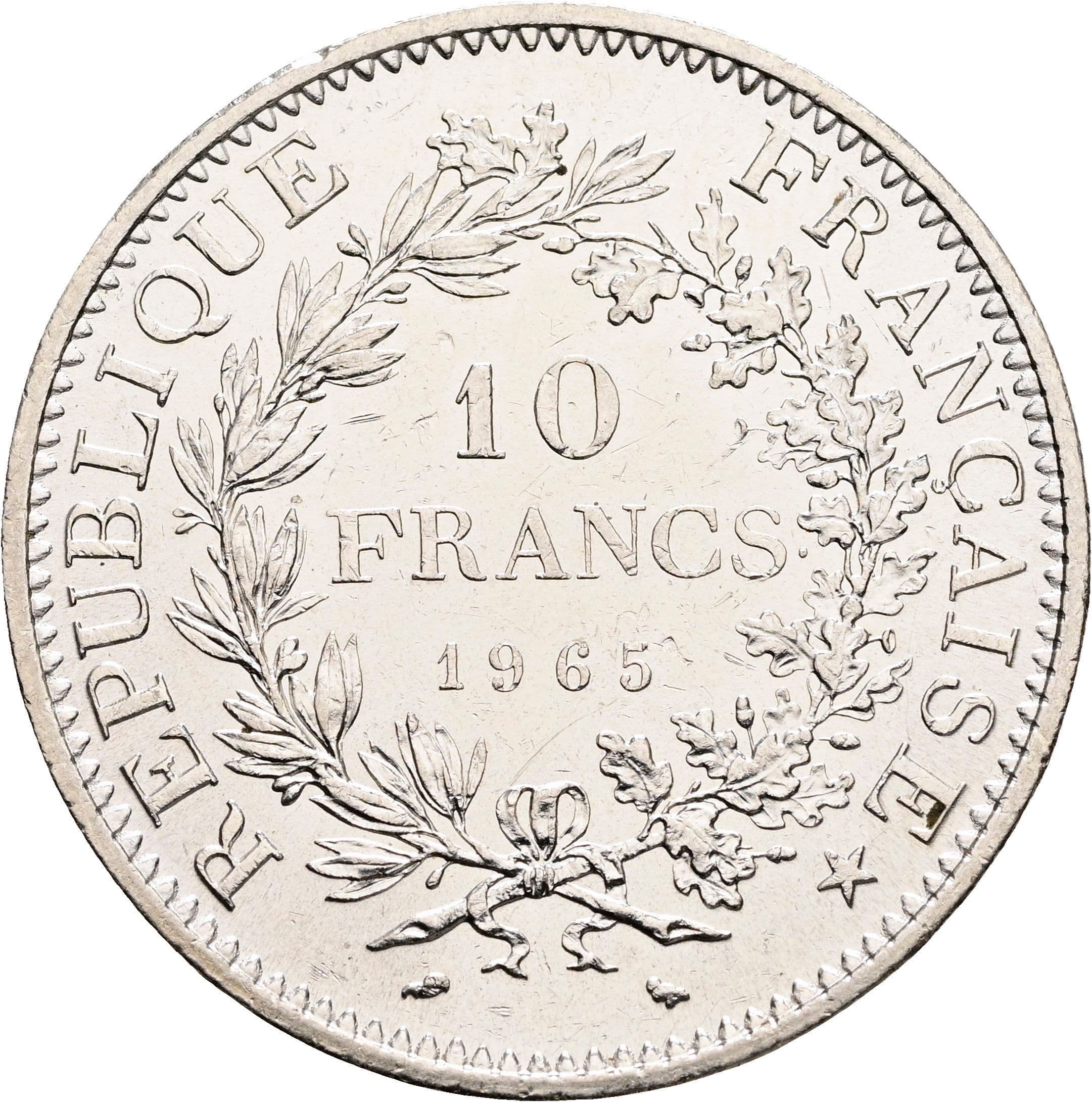 10 Francs 1965 – Rückseite